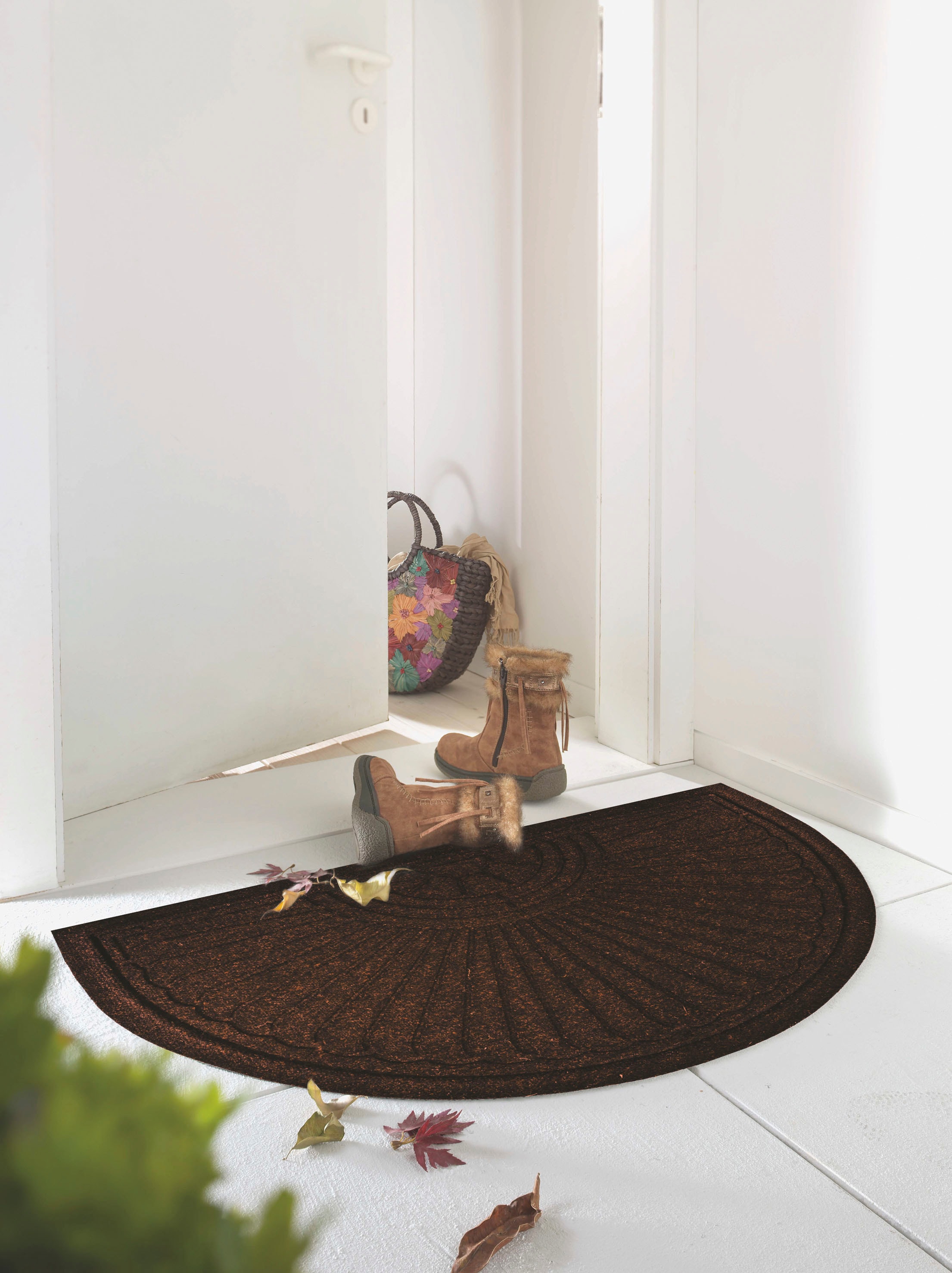 wash+dry by Kleen-Tex Fussmatte »DUNE Halfmoon dark brown«, halbrund, 8 mm Höhe, Schmutzfangmatte, rutschhemmend, In- und Outdoor geeignet, waschbar