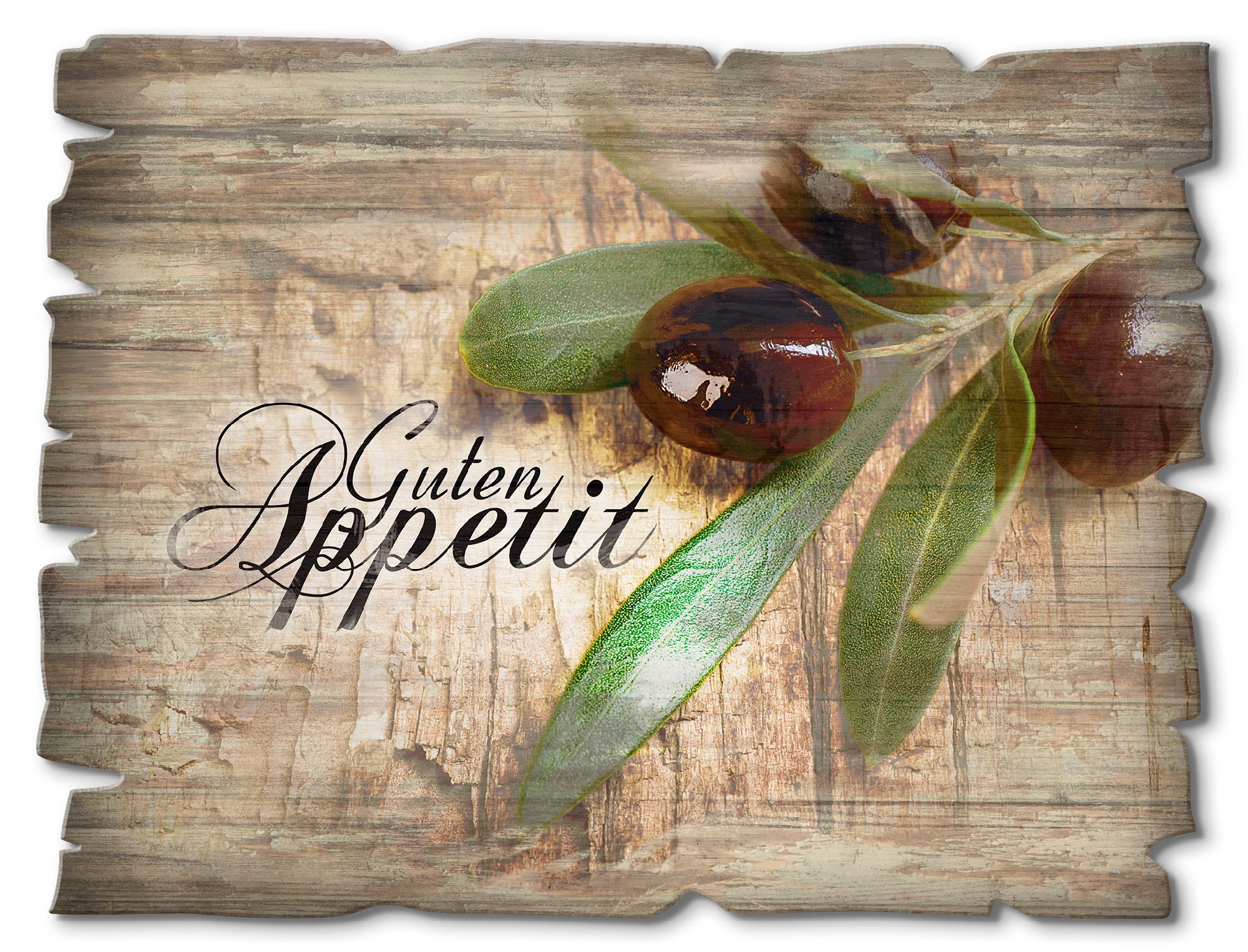 Image of Artland Holzbild "Oliven Guten Appetit" Speisen 1 Stk. tlg.
