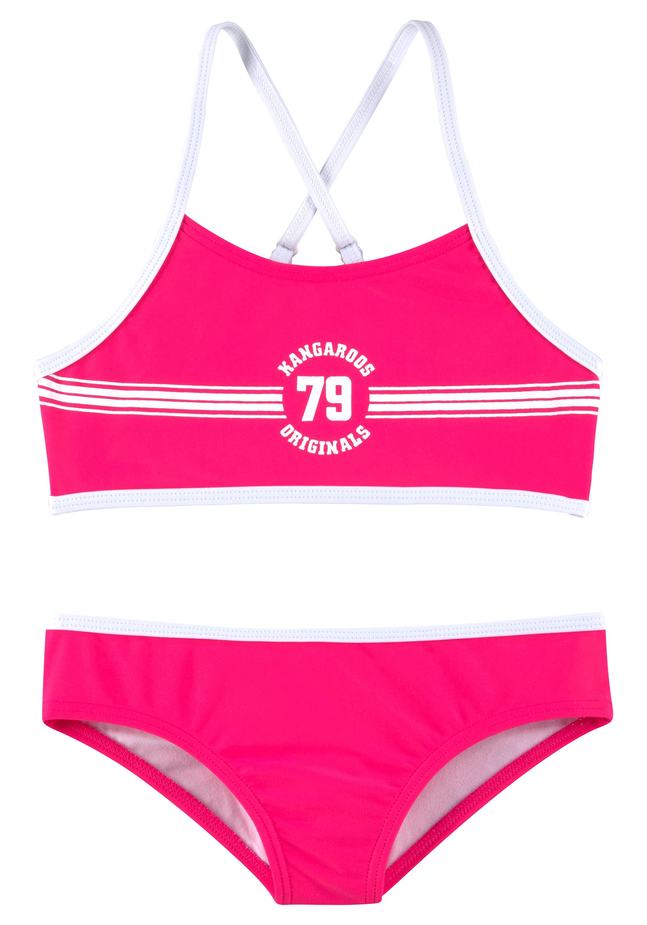 ohne versandkostenfrei Frontdruck sportlichem mit Mindestbestellwert KangaROOS - bestellen »Sporty«, Bustier-Bikini Trendige