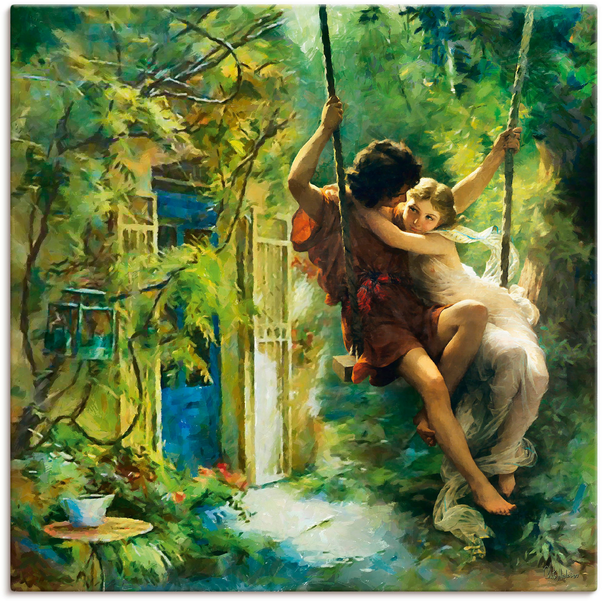 Image of Artland Leinwandbild "Paar auf einer Schaukel" Bilder von Liebespaaren 1 Stk. tlg. auf Holzrahmen gespannt