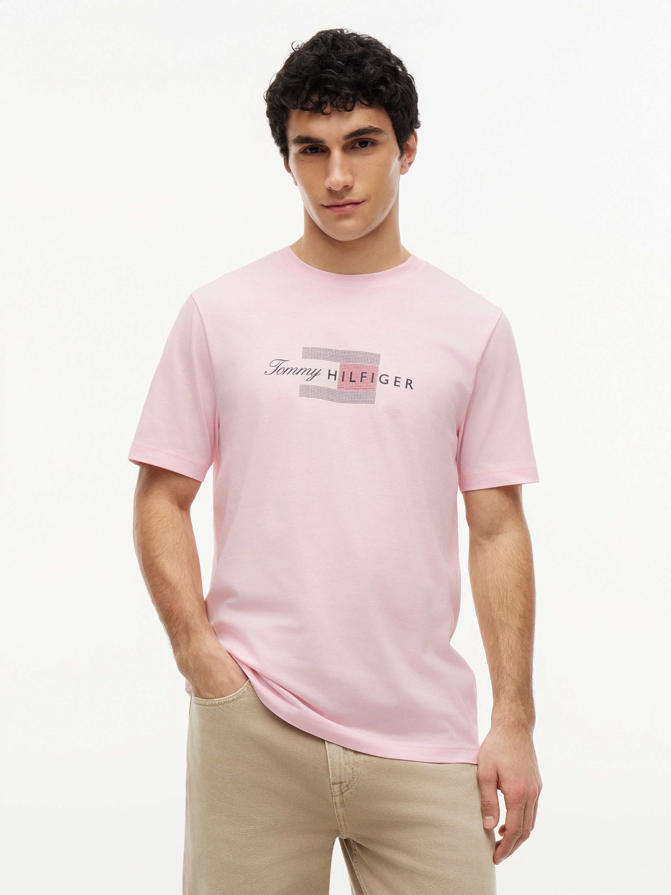 Image of Tommy Hilfiger T-Shirt "SCRIPT FLAG REGULAR TEE" aus Jersey mit Flag-Grafik