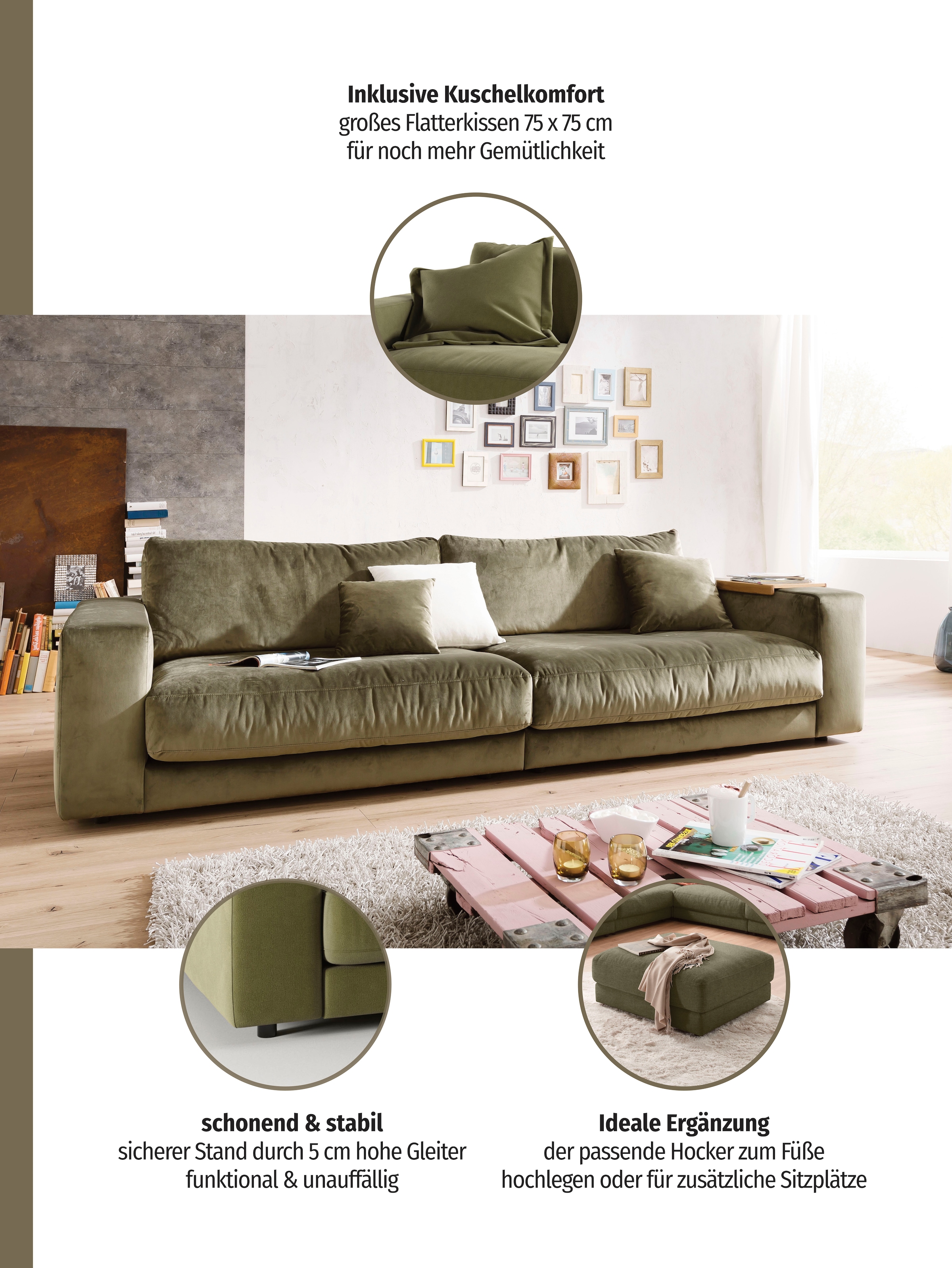 3C Candy Canapé Big »Enisa II, elegantes Mega-Sofa, super bequem und toll verarbeitet,« composé de modules, donc aussi modulable individuellement