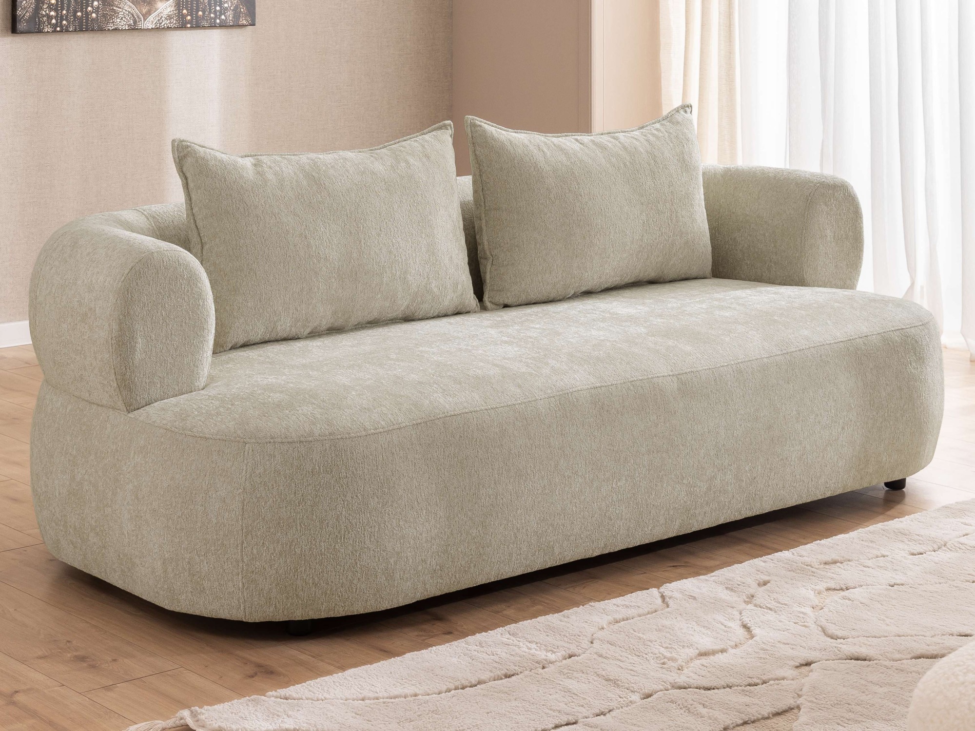 Image of Home affaire 3-Sitzer "LUSSAC 3-Sitzer Design-Sofa mit Zierkissen, Masse B/T/H: 202/123/78 cm" hoher Sitzkomfort und modernes Design, Sofa ohne Bettfunktion