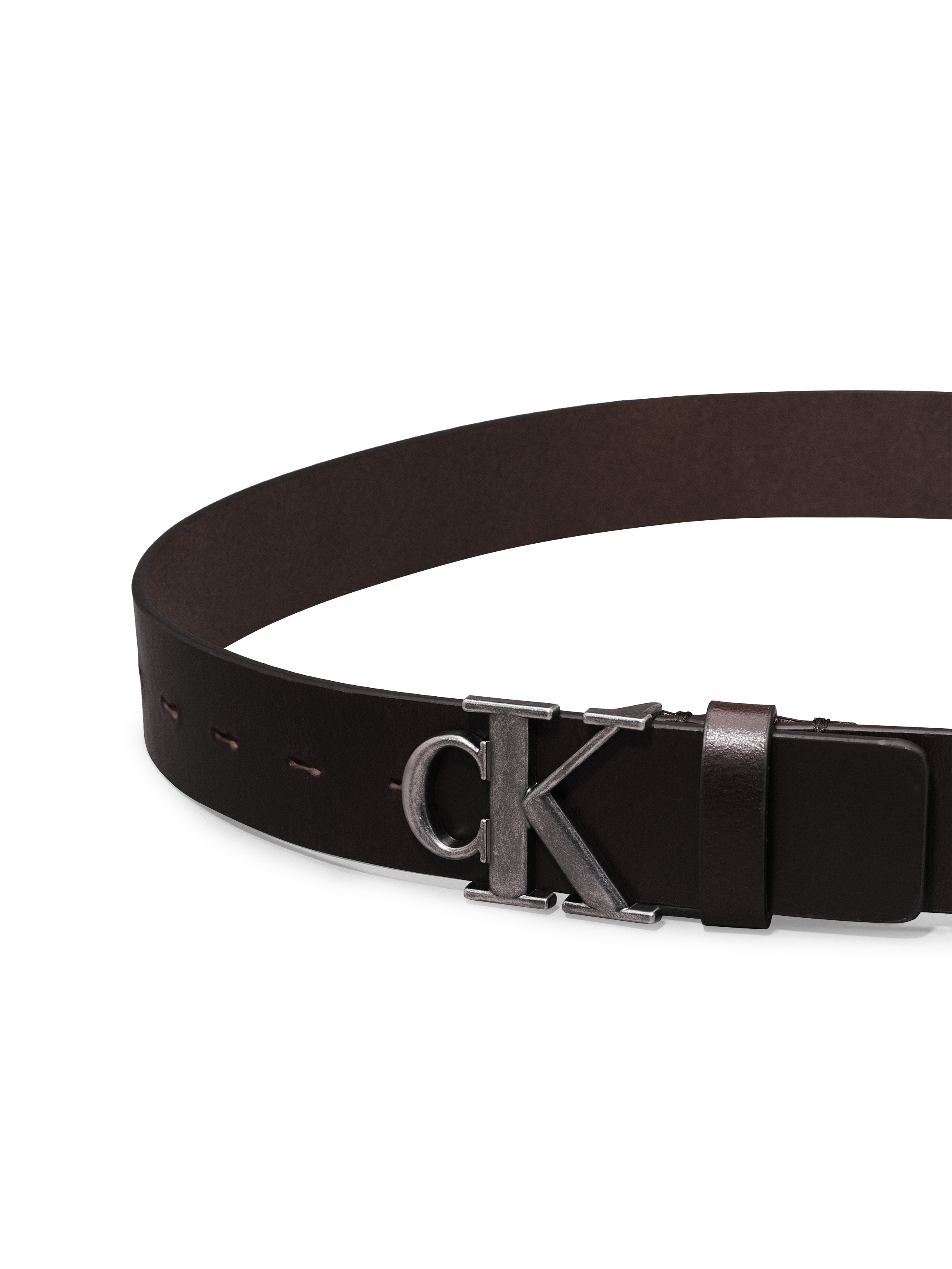 Calvin Klein Jeans Ledergürtel »ROUND MONO PLAQUE LTHR BELT 35MM«, mit CK-Logoschliesse