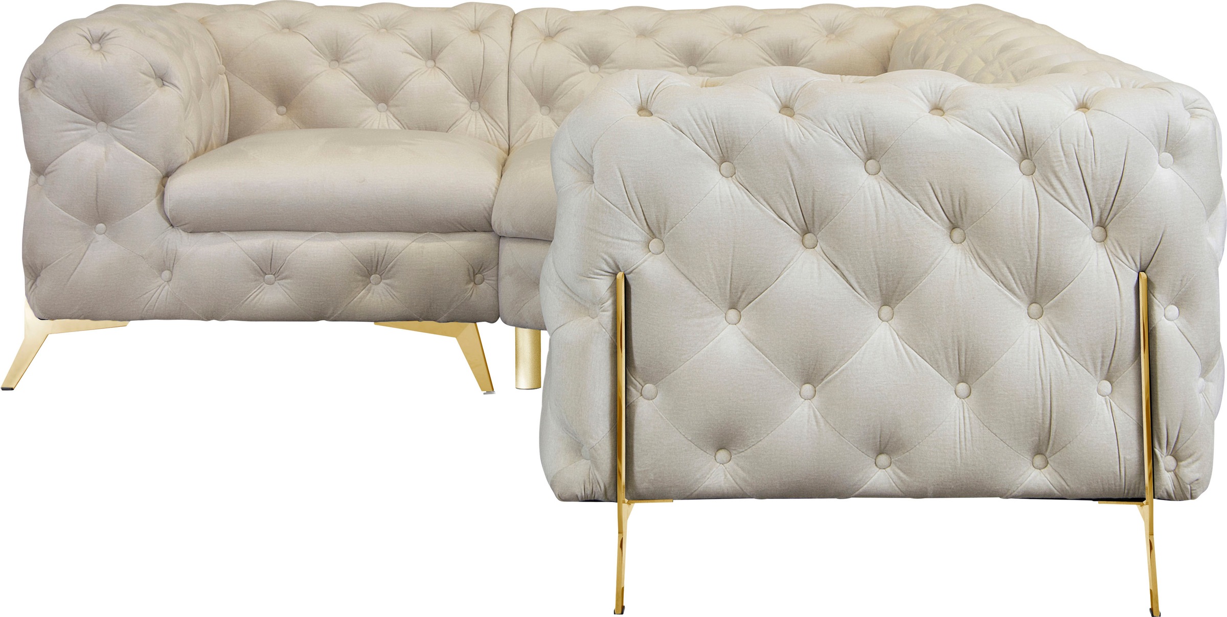 Home affaire Chesterfield-Sofa »Amaury L-Form« moderne Chersterfield-Optik, Breite 262 cm, Fussfarbe wählbar