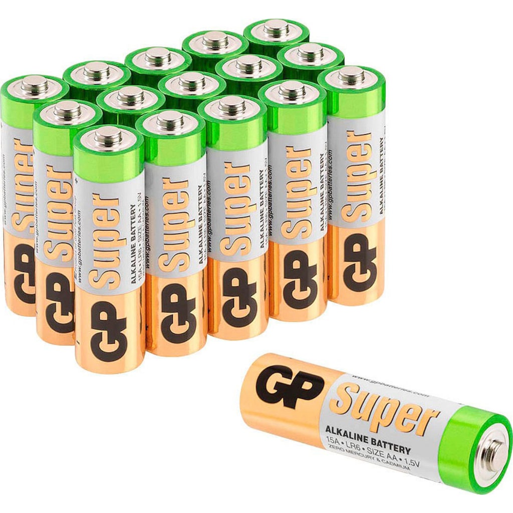 GP Batteries Batterie »16 Stück (8+8) AA Mignon Super Alkaline, 1,5V«, 1,5 V, (Spar-Set, 16 St.)