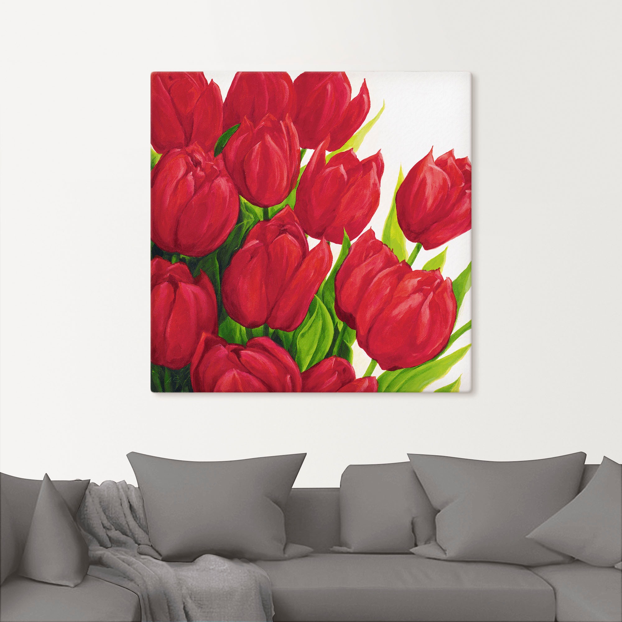 Artland Leinwandbild »Rote Tulpen«, Blumen, (1 St.), auf Keilrahmen gespannt