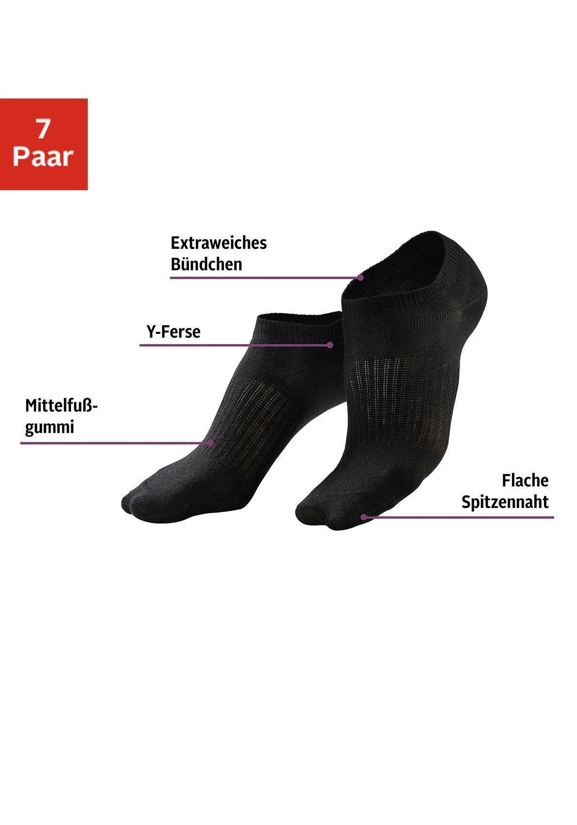 Sneakersocken, (Packung, 7 Paar), mit Mittelfussgummi