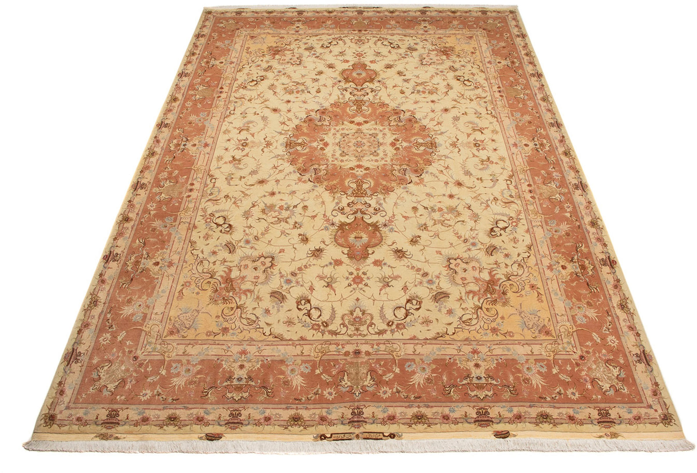 Image of morgenland Orientteppich »Perser - Täbriz - Royal - 400 x 303 cm - hellbraun«, rechteckig, 7 mm Höhe, Wohnzimmer, Handgeknüpft, Einzelstück mit Zertifikat bei Ackermann Versand Schweiz