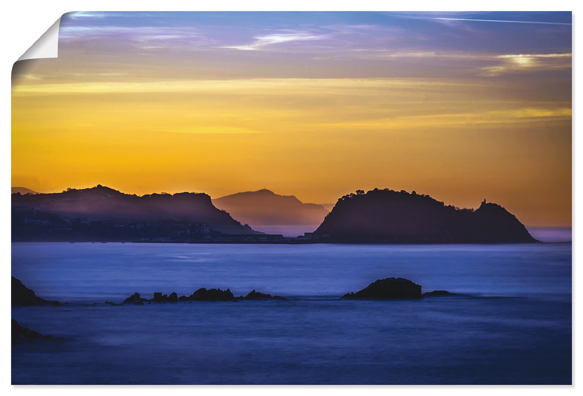 Image of Artland Wandbild »Morgenstimmung an der Bizcaya«, Sonnenaufgang & -untergang, (1 St.), in vielen Grössen & Produktarten - Alubild / Outdoorbild für den Aussenbereich, Leinwandbild, Poster, Wandaufkleber / Wandtattoo auch für Badezimmer geeignet bei Ackerm