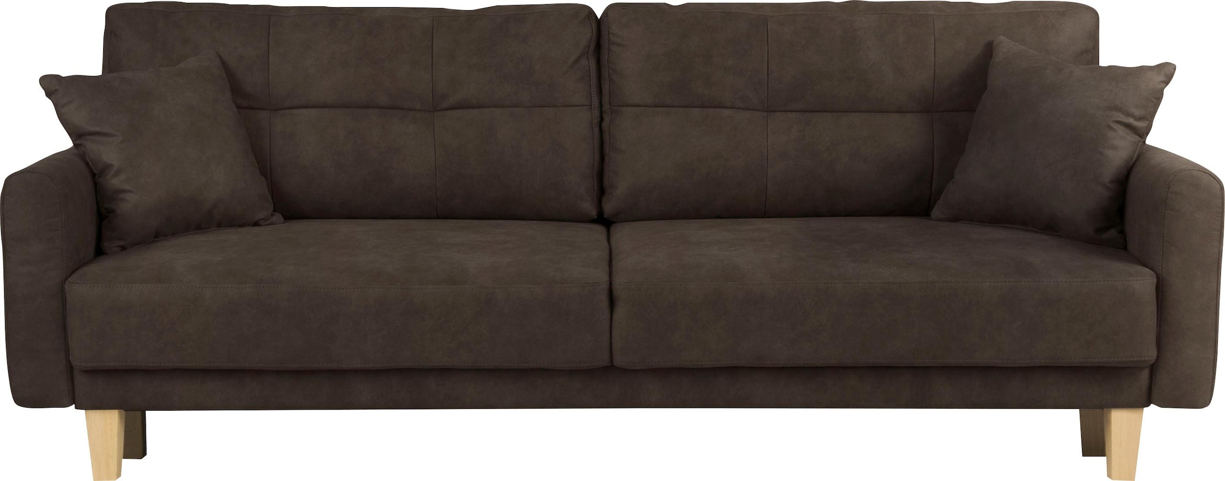 Home affaire 3-Sitzer »TRIPLO optionale Schlafsofa mit Bettkasten, Masse B/T/H: 215/100/89 cm«, Wahlweise Bettfunktion - Liegefläche 145x191 cm, Rücken-, Zierkissen