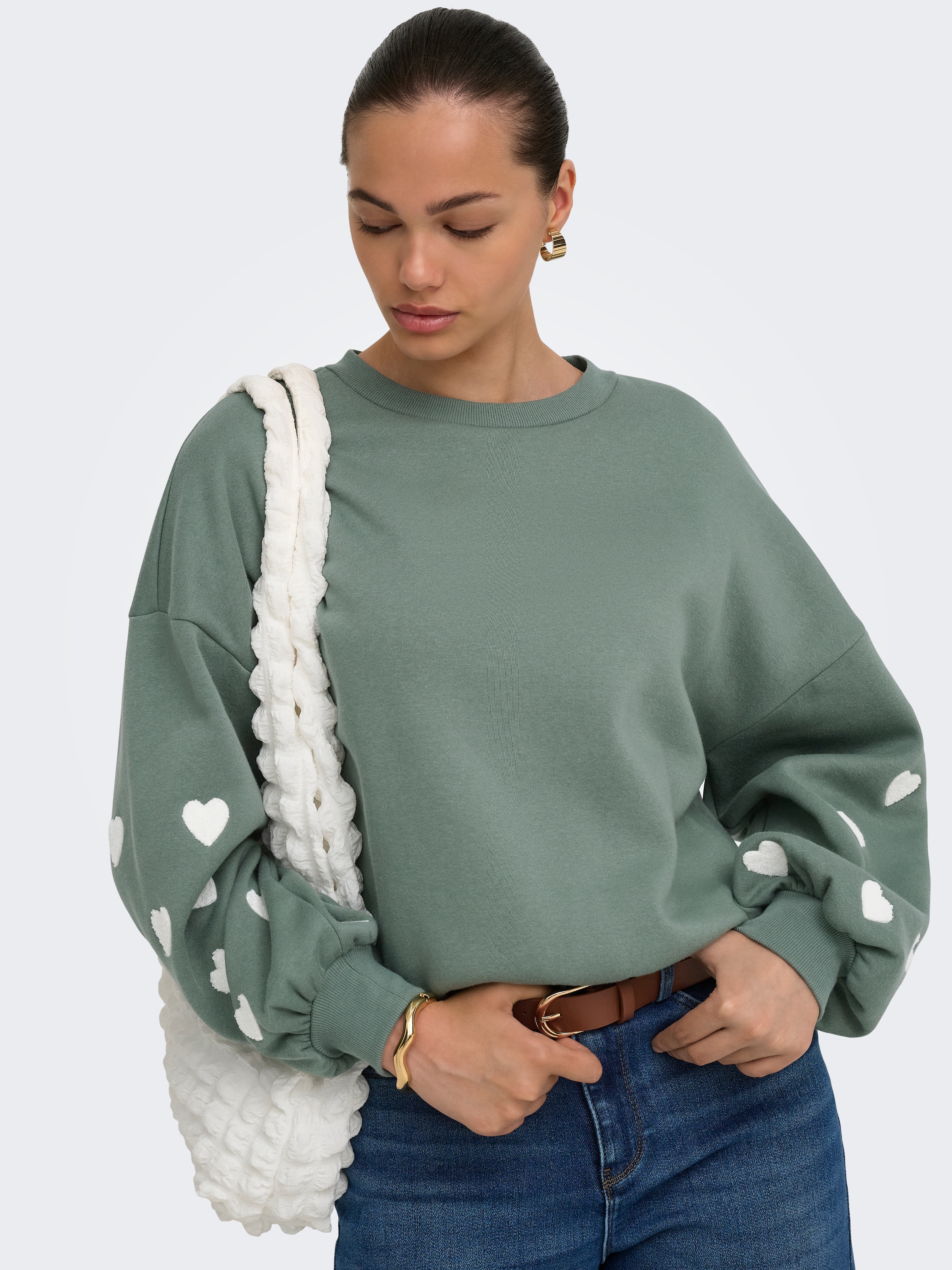 Image of ONLY Sweatshirt "ONLMACY L/S O-NECK BOX CC SWT", Baumwollmischung, regular fit
