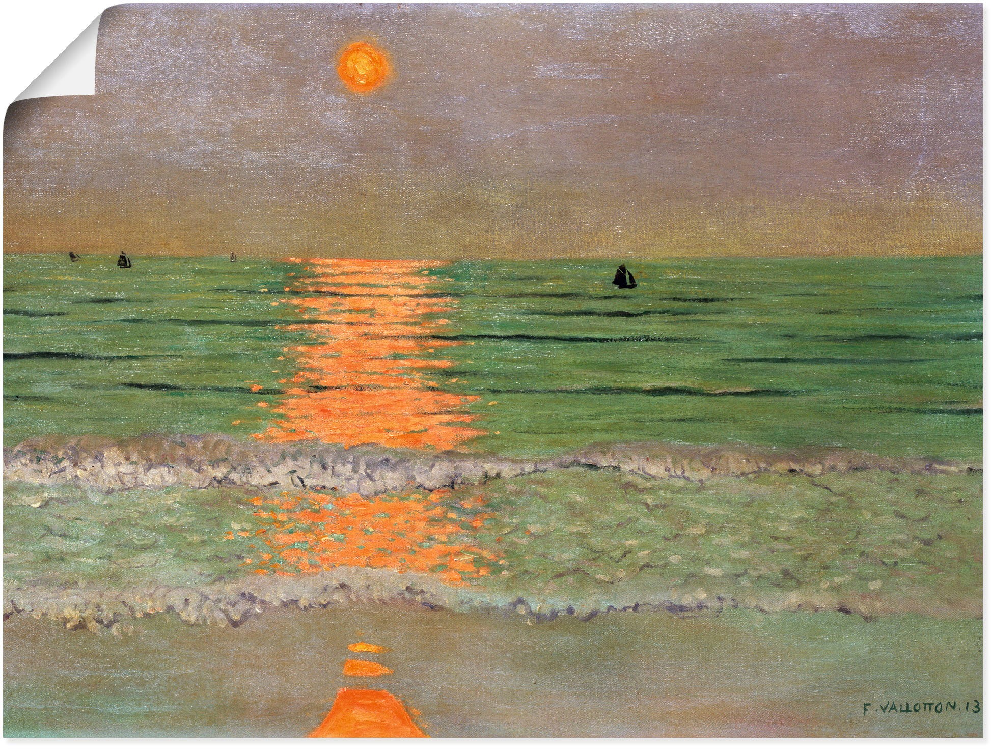 Image of Artland Wandbild »Sonnenuntergang. 1913«, Sonnenaufgang & -untergang, (1 St.), in vielen Grössen & Produktarten -Leinwandbild, Poster, Wandaufkleber / Wandtattoo auch für Badezimmer geeignet bei Ackermann Versand Schweiz