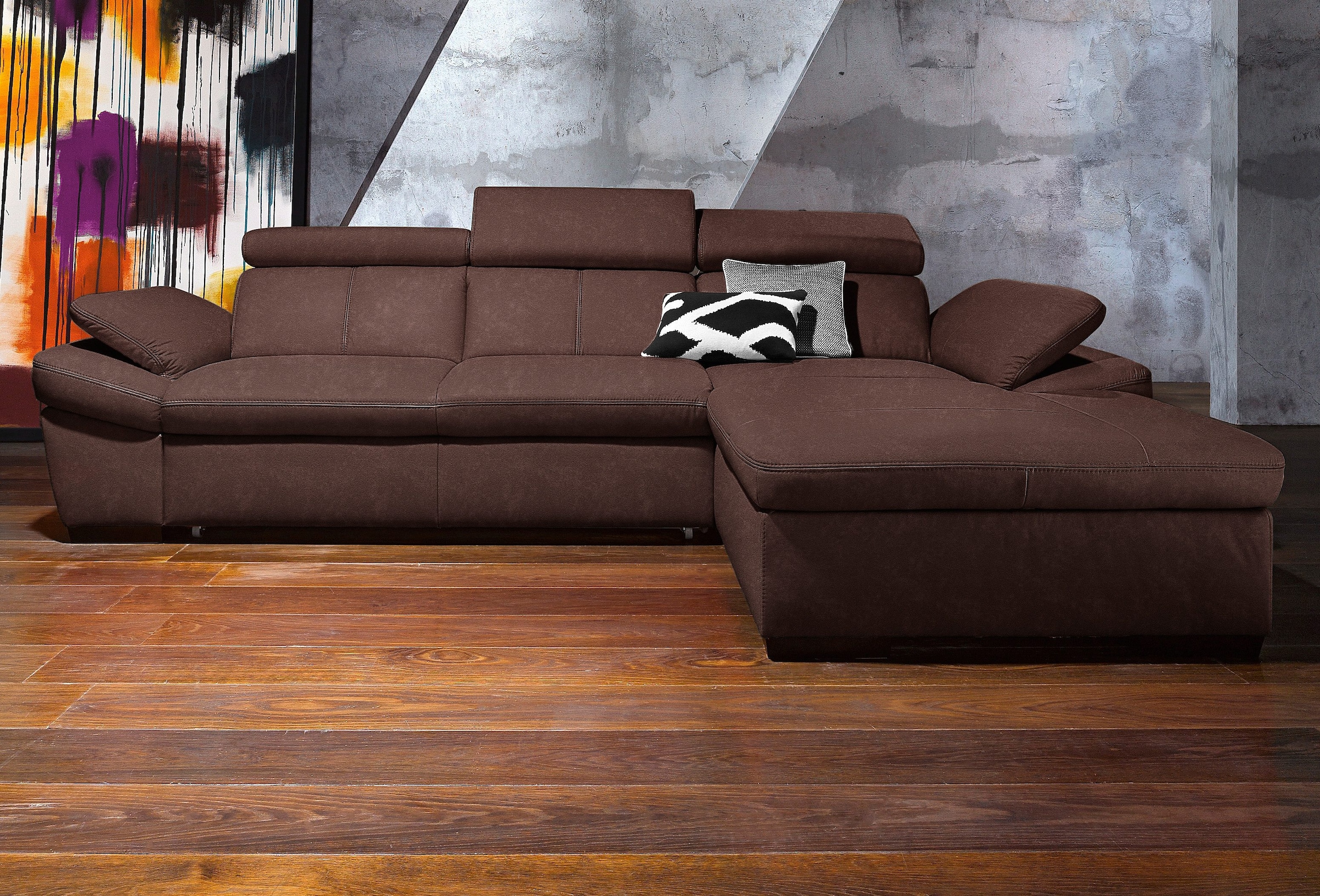 exxpo - sofa fashion Ecksofa »Salerno, L-Form«, inkl. Kopf- und Armteilverstellung, wahlweise mit Bettfunktion