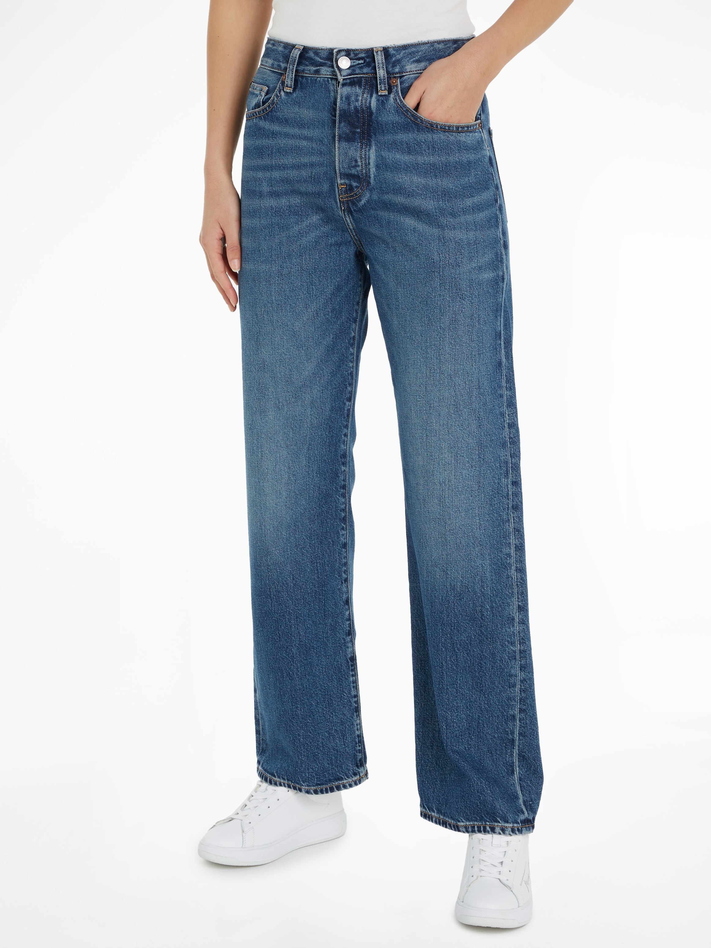 Straight-Jeans »LOOSE STRAIGHT RW KLO«, mit Lederlogopatch