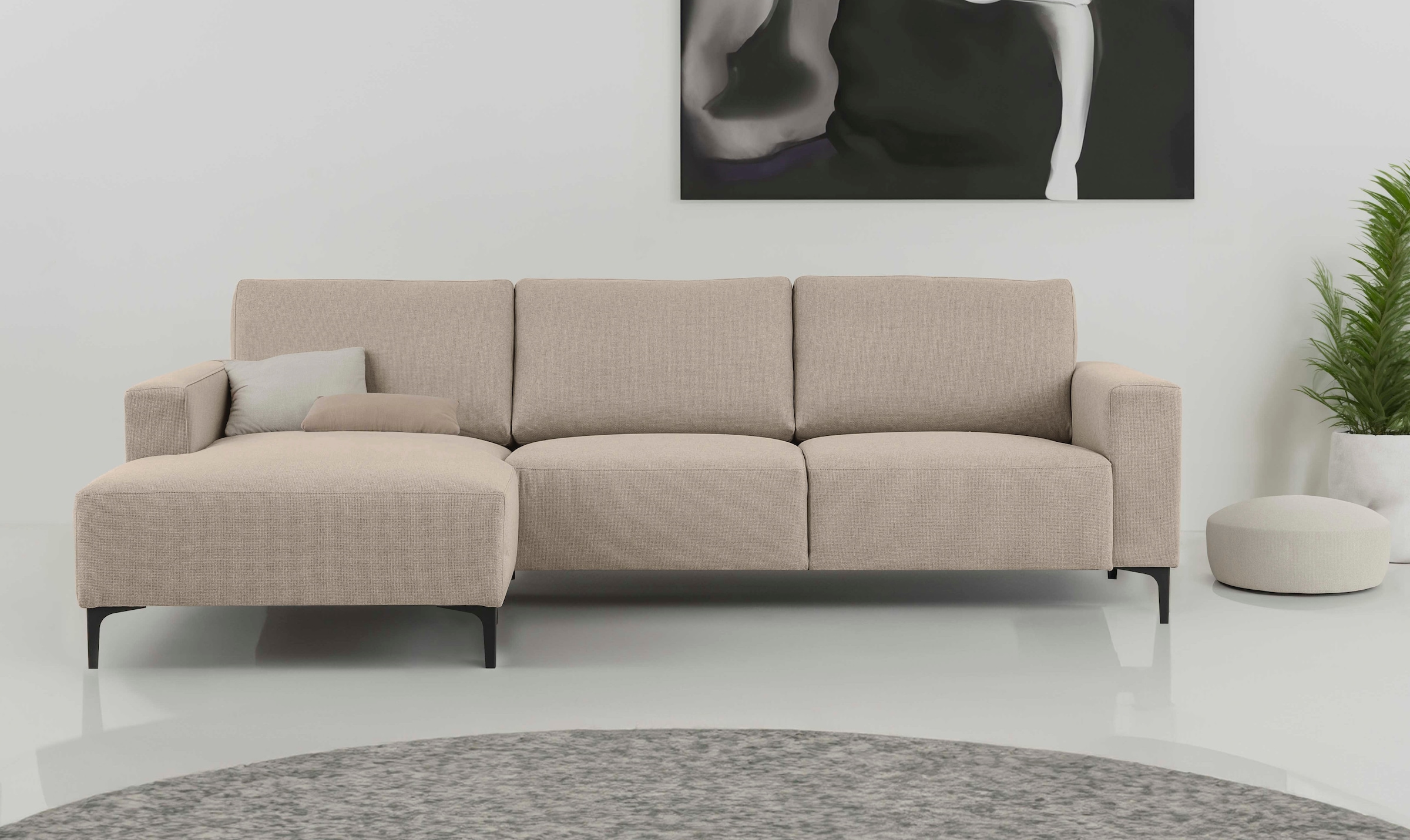 Home affaire Ecksofa »Tournon, L-Form, Breite 262 cm, Webstoff, Chenille« Designsofa im nordischen Stil, Wellenunterfederung, Metallfüsse
