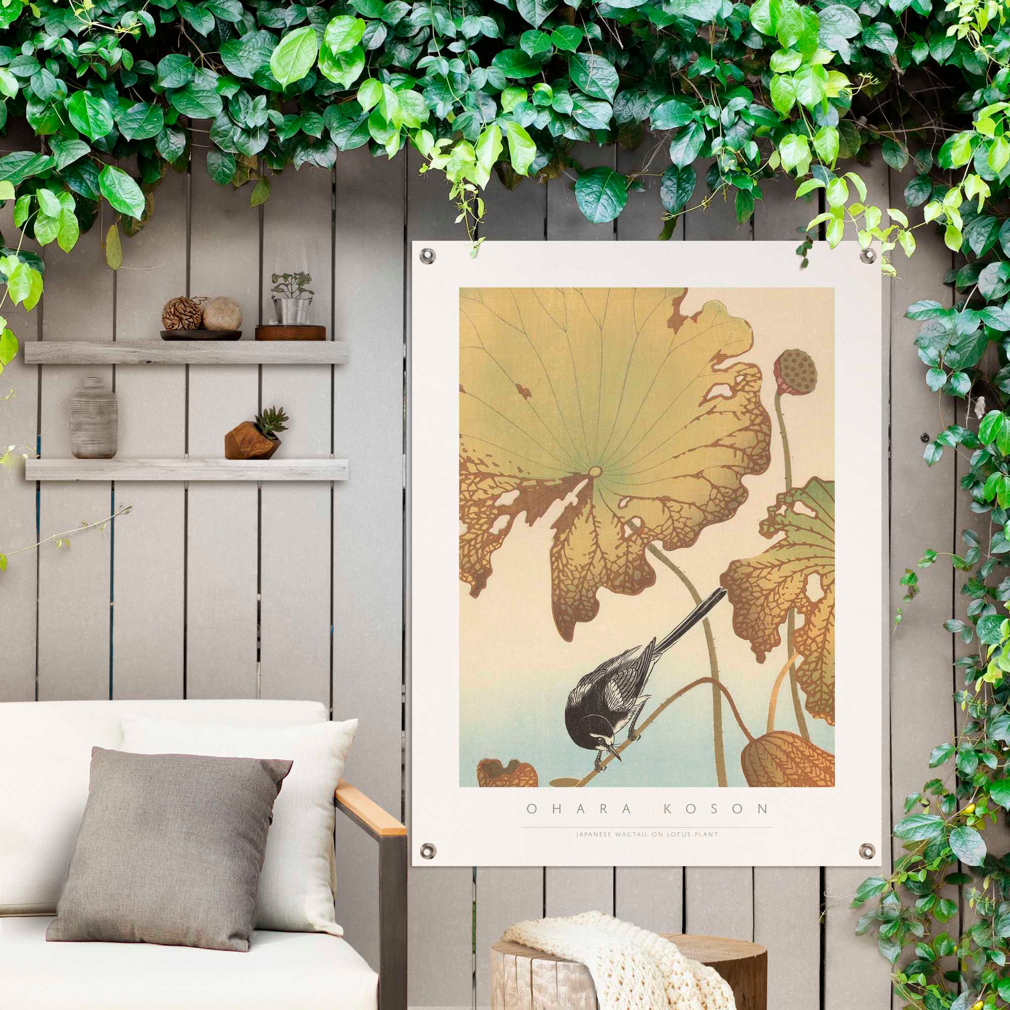 Reinders! Poster »Bachstelze auf Lotuspflanze«