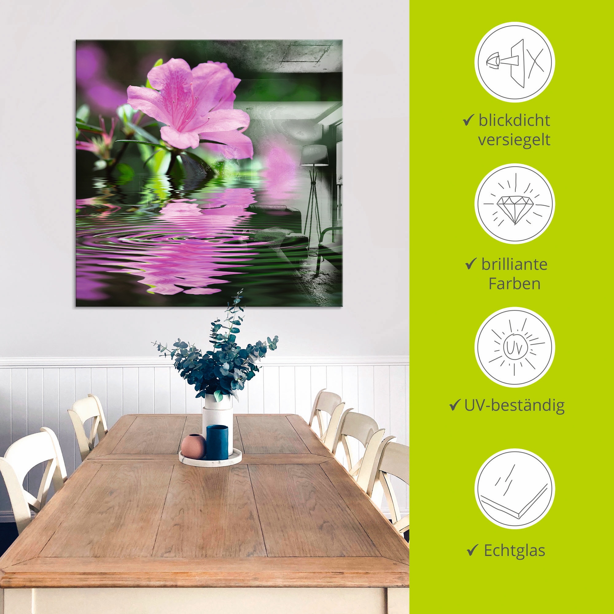 Artland Glasbild »Azalee« Blumen 1 Stk. tlg. in verschiedenen Grössen