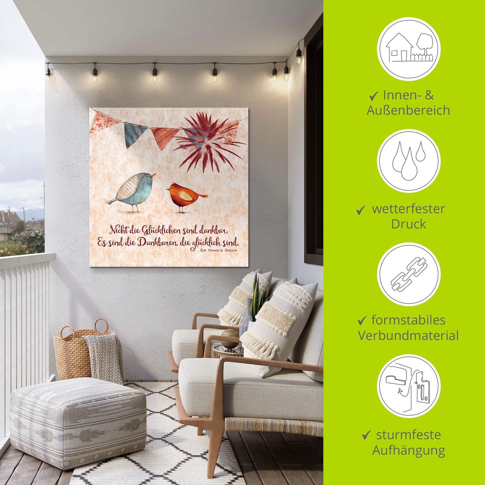 Artland Wandbild »Lebensweisheit Glücklich« Tiere 1 Stk. tlg. als Alubild, Leinwandbild in verschied. Grössen