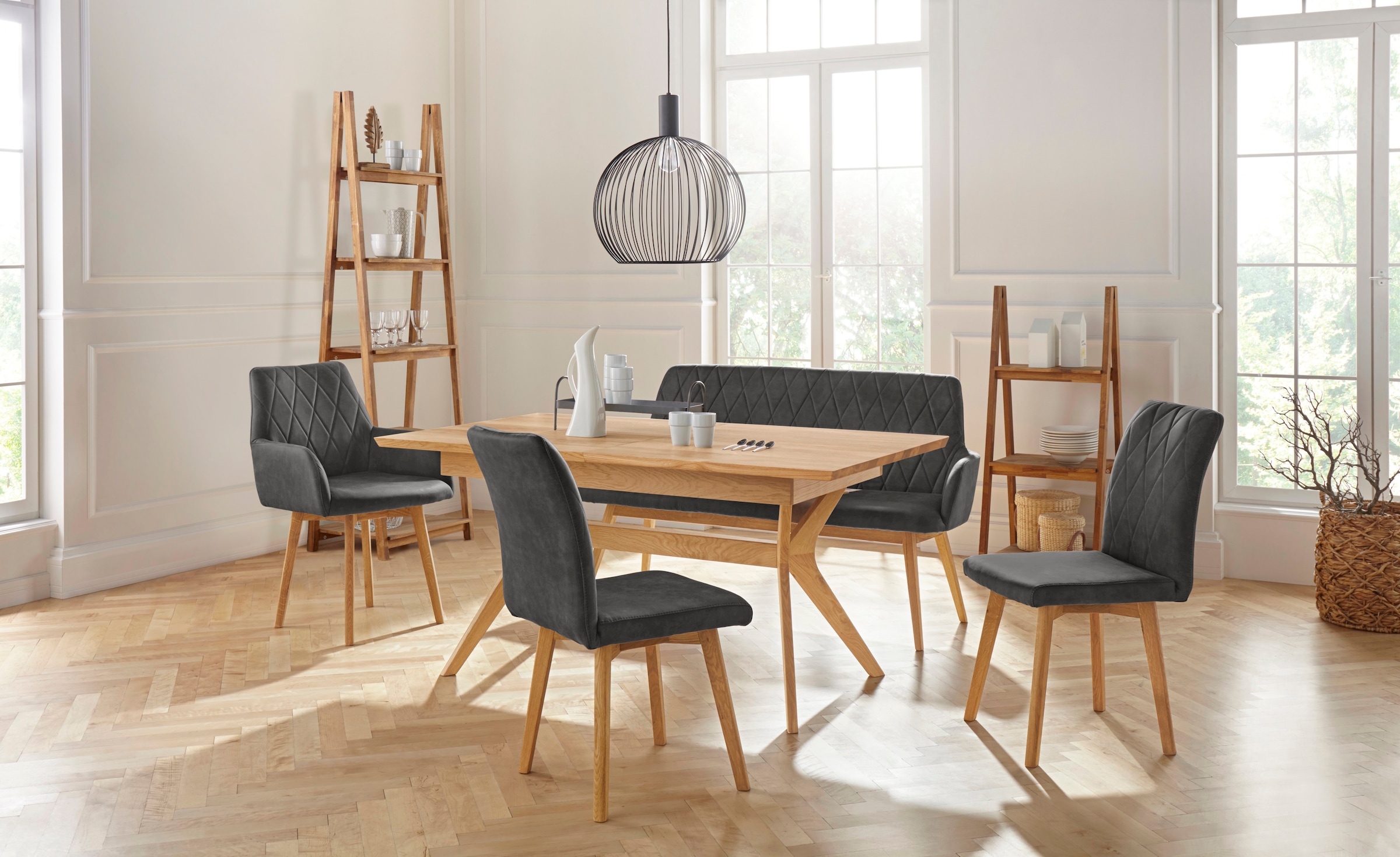 Home affaire Chaise de salle à manger »Brest« (Set) 2 cuisGestell aus Eiche Massivholz geölt