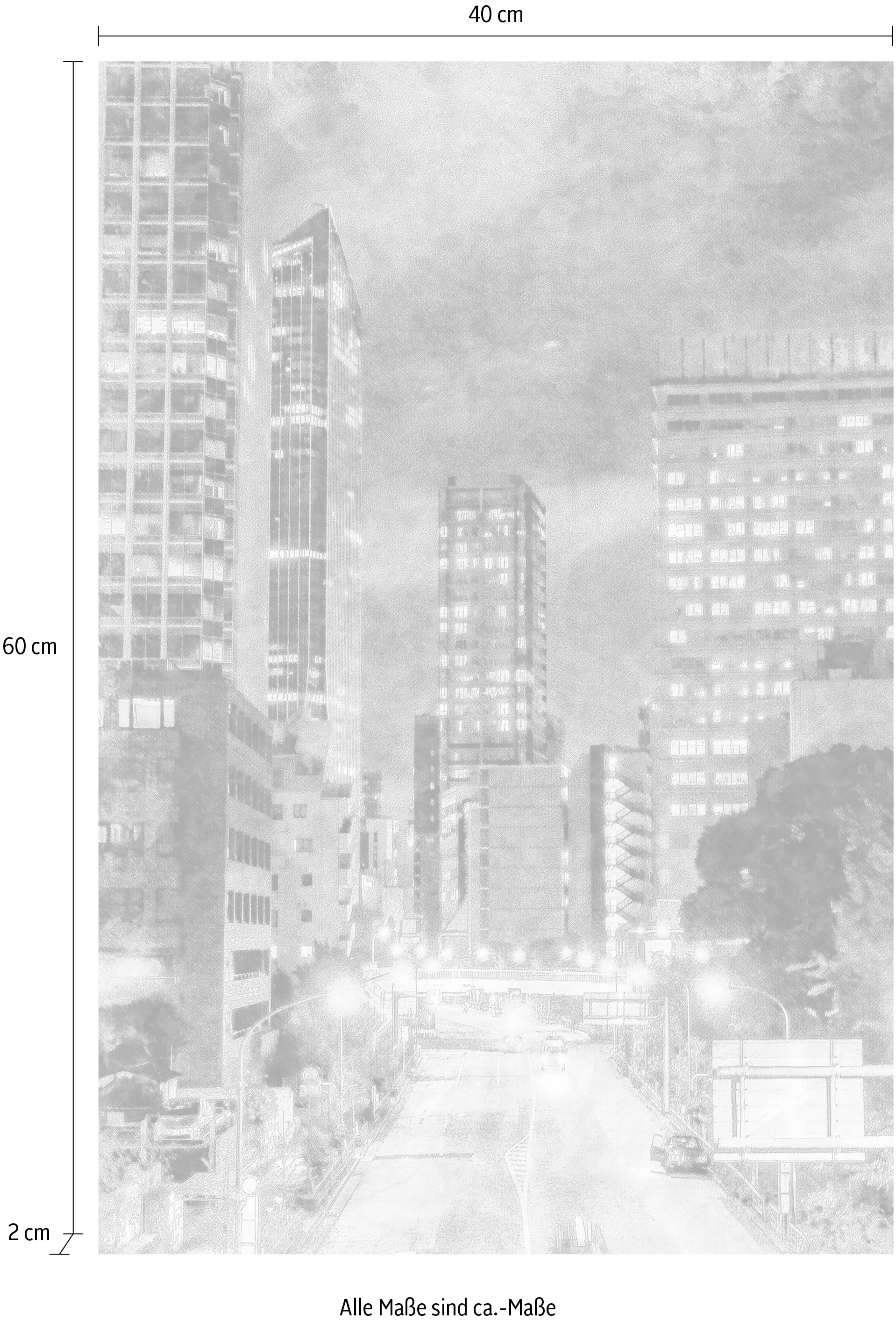 queence Tableau sur toile »Stadt  Wolkenkratzer« Premium-Leinwandstoff, Handarbeit aus Deutschland