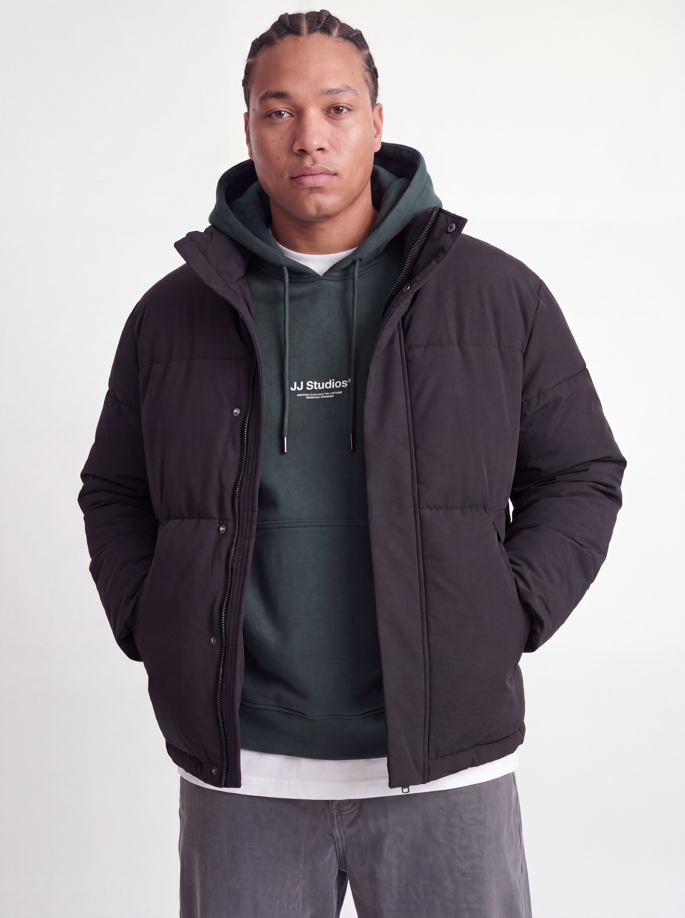 Image of Jack & Jones PlusSize Steppjacke "JJESOHO PUFFER COLLAR AW26 SN PLS" Kunstfaser, mit verdecktem Reissverschluss