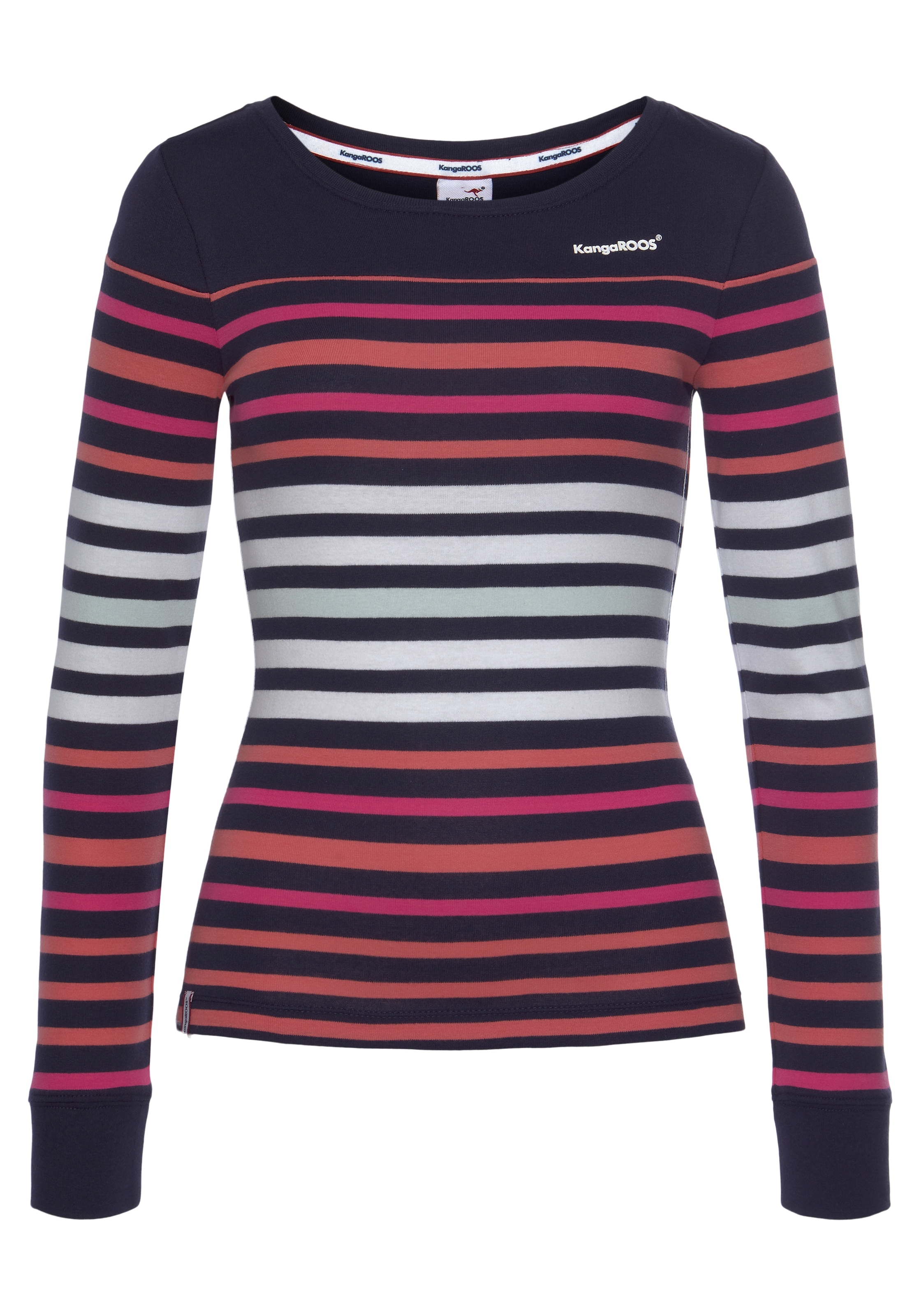 KangaROOS Langarmshirt, körpernahe Passform, unifarben, sportlicher Look, aus Baumwolle
