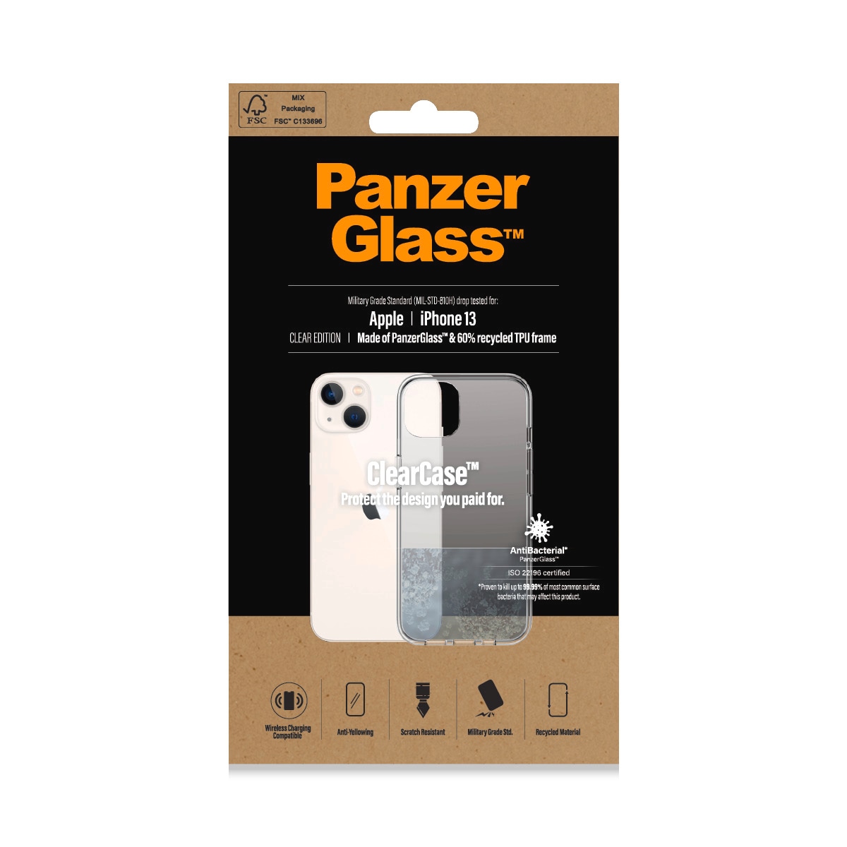 PanzerGlass Handyhülle »ClearCase für Apple iPhone 13«, iPhone 13, Backcover, Schutzhülle, Handyschutzhülle, Case, Schutzcase, stossfest