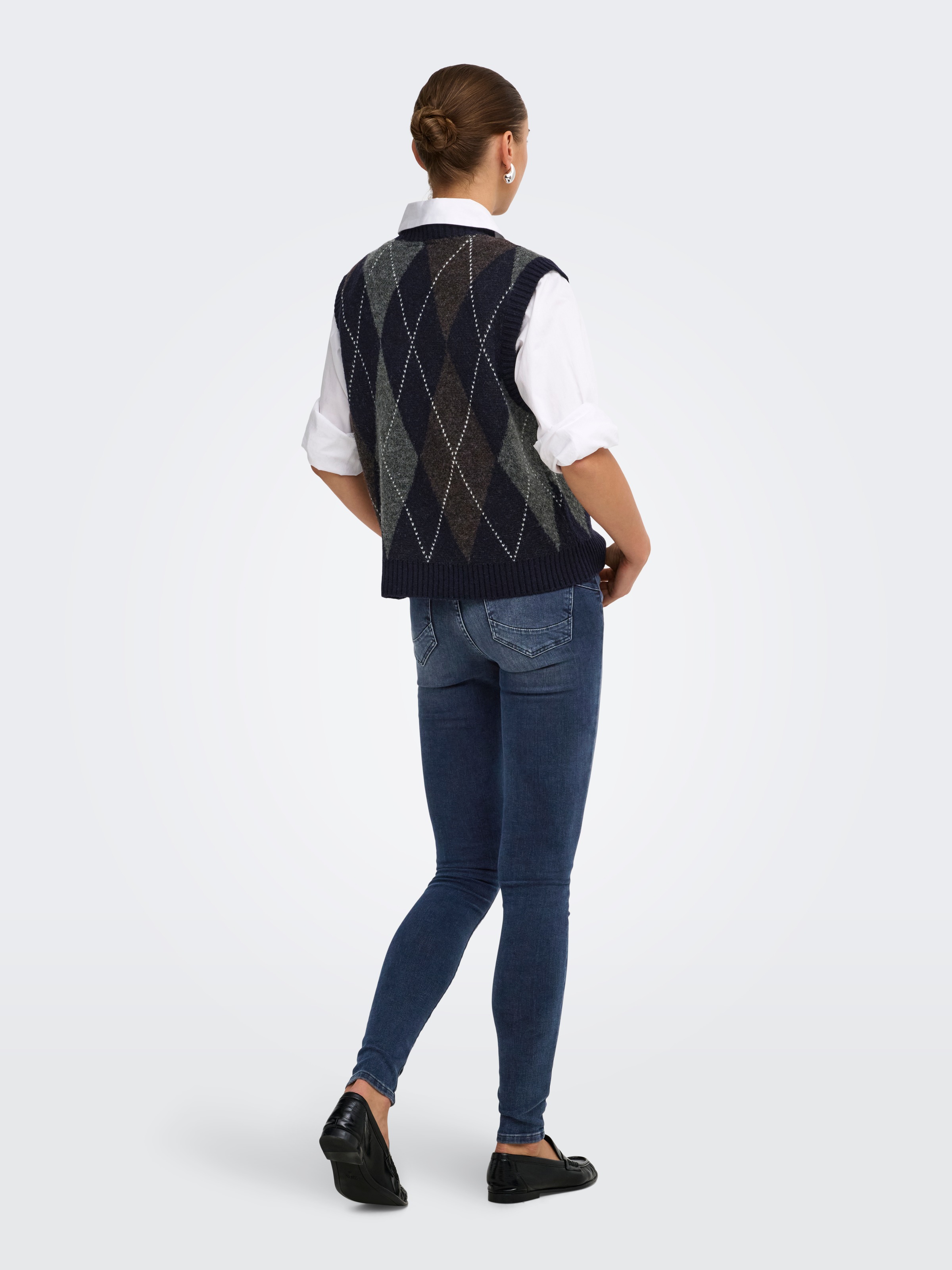 ONLY Pullunder »ONLRHOMBUS HARLEQUIN VEST KNT NOOS« Materialmix, regular fit