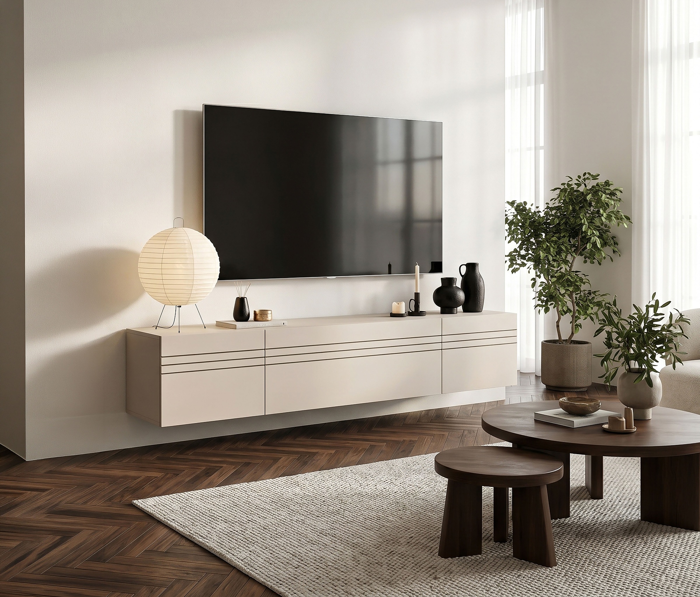 Image of GOODproduct Lowboard "SPIAGGIA, 3-teiliges Set, Breite 180cm, stehend & hängend montierbar" TV-Möbel, TV-Schrank, TV-Lowboard, Mediaboard