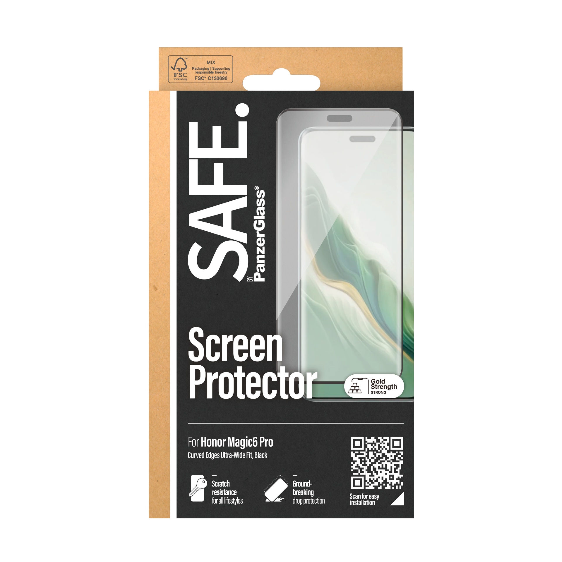 SAFE by PanzerGlass Displayschutzglas »Curved Edges Ultra-Wide Fit Screen Protection«, für Honor Magic6 Pro, Displayschutzfolie, Schutzfolie, Bildschirmschutz, kratz- & stossfest