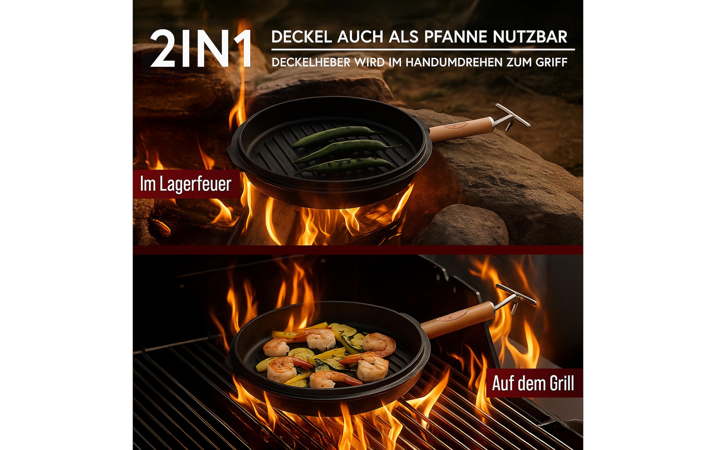   Marmite à barbecue »Gusskoenig Dutch Oven Set 4,5 l mit Heber, Bürste, Untersetzer«