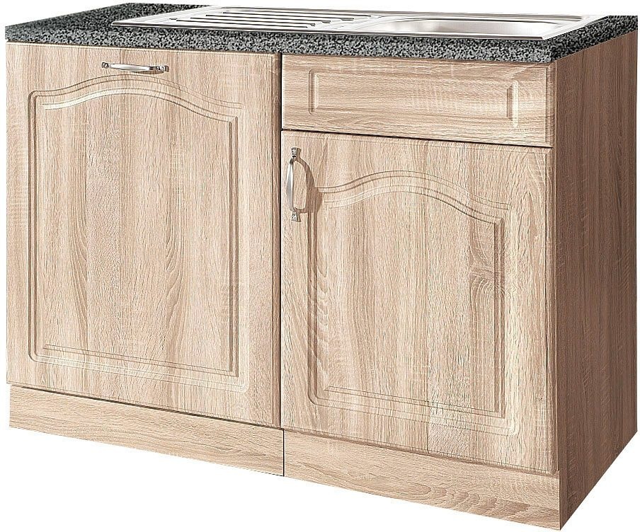 Image of wiho Küchen Spülenschrank "Linz" 110 cm breit, inkl. Tür/Sockel für Geschirrspüler, in Landhaus-Optik