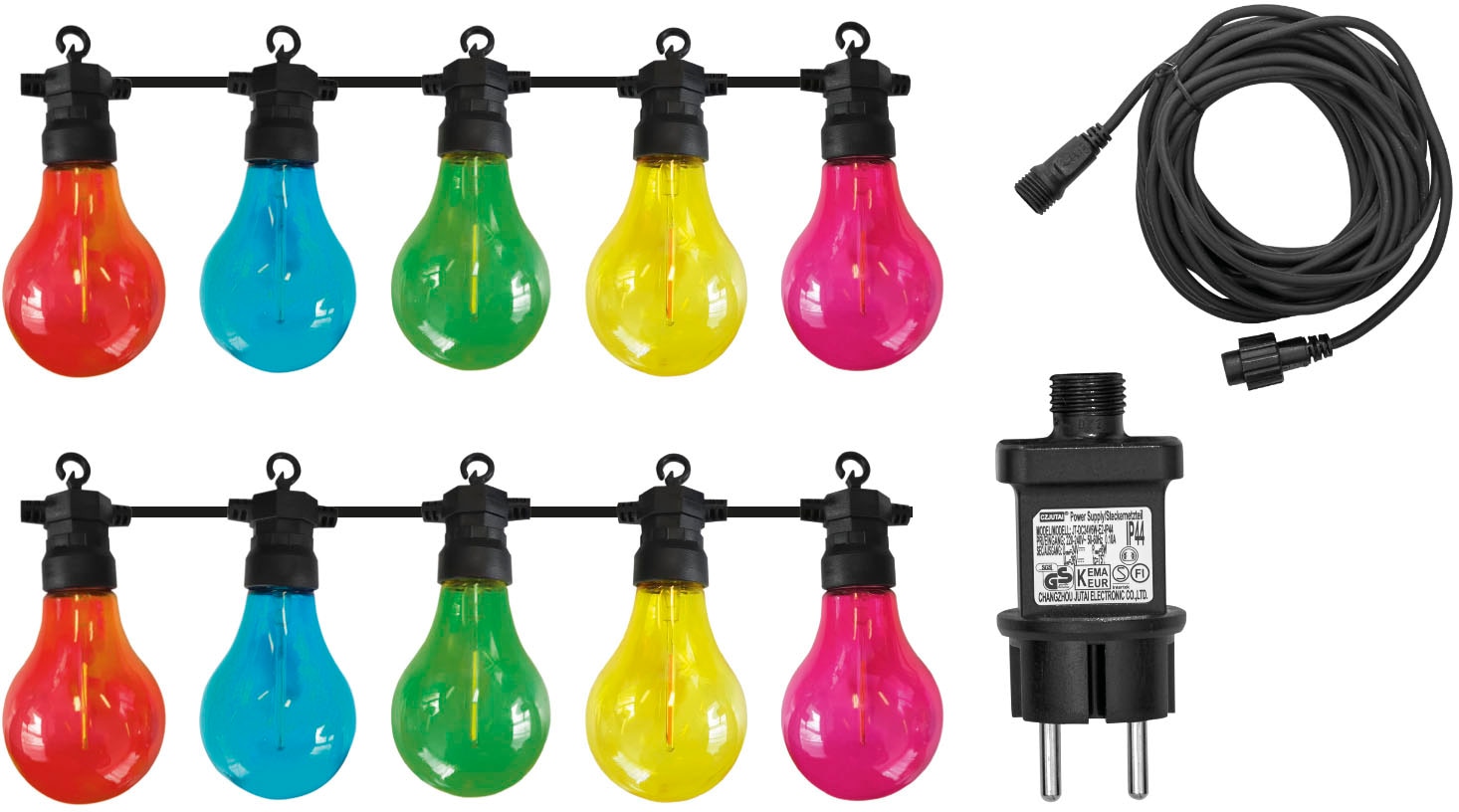 LUXFORM Guirlande lumineuse »24V-Lichterkette Maui - mit 10x farbigen LED« Suspendable partout, intérieur et extérieur