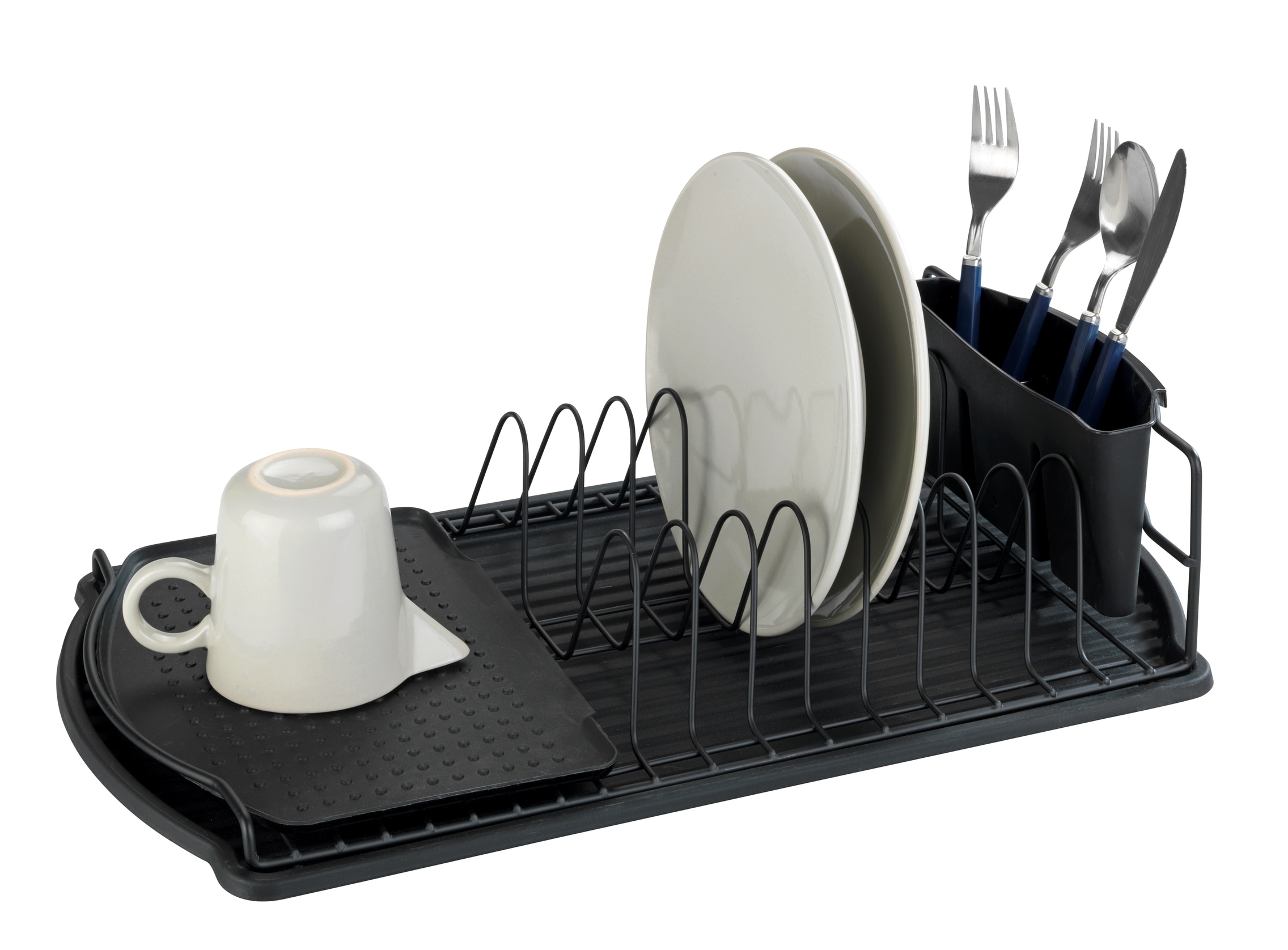 WENKO Trockenständer »Modell Basic« Abtropfgestell für Geschirr mit Besteckkorb, Metall/Kunststoff