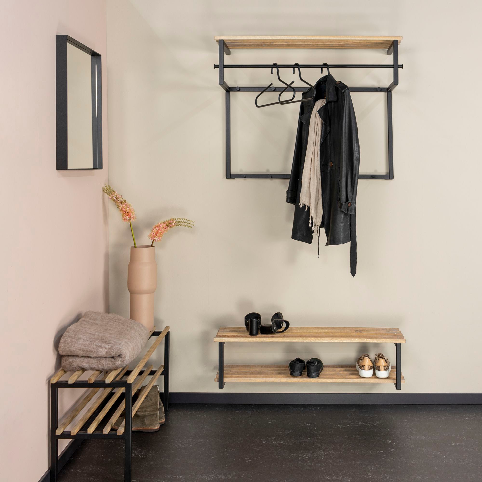 Spinder Design Garderobenleiste Metall, Breite 100 cm, Familien-Garderobe, 11 Haken