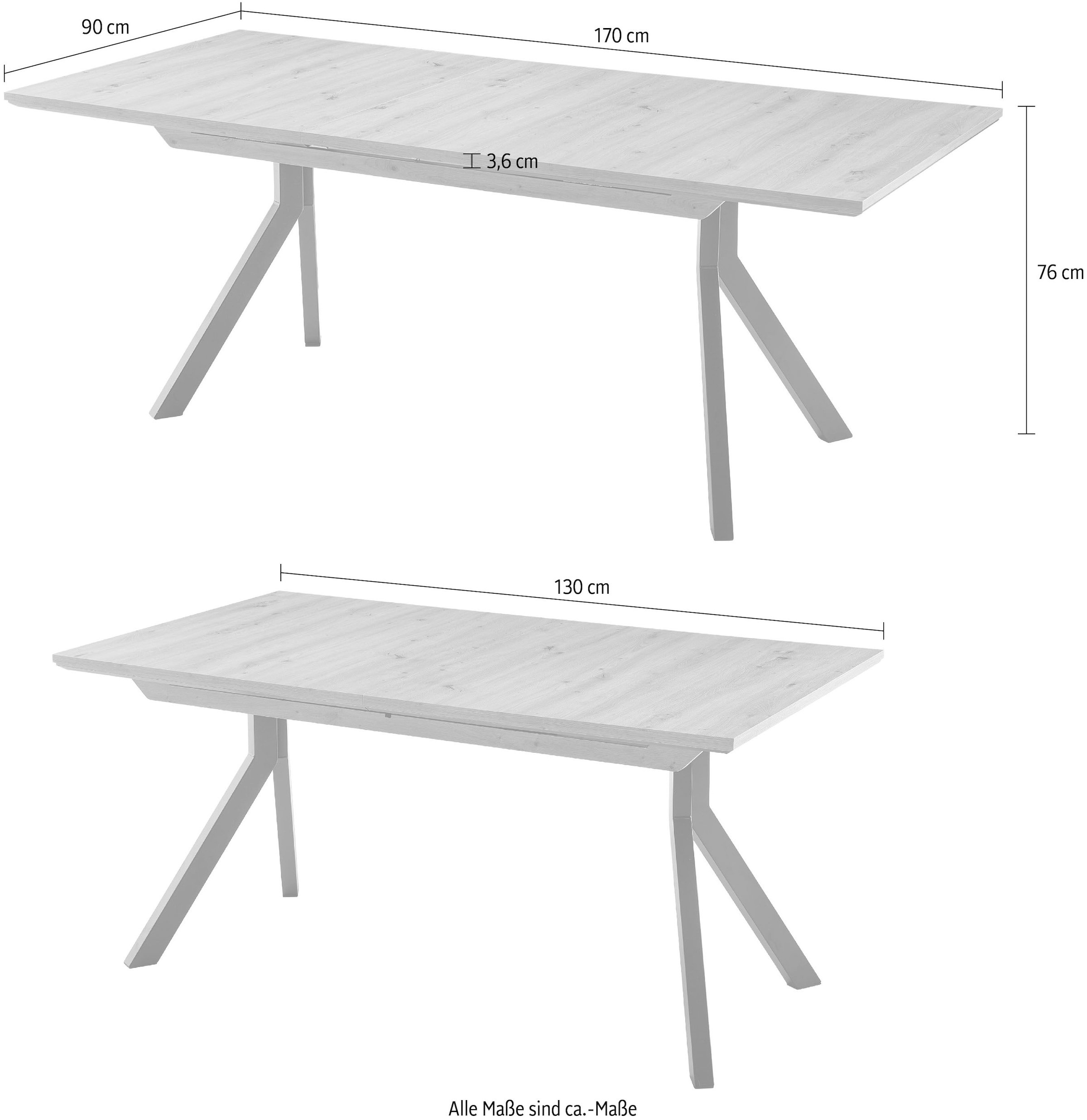 massivline&more Table de salle à manger »Brügge, Ausziehtisch«