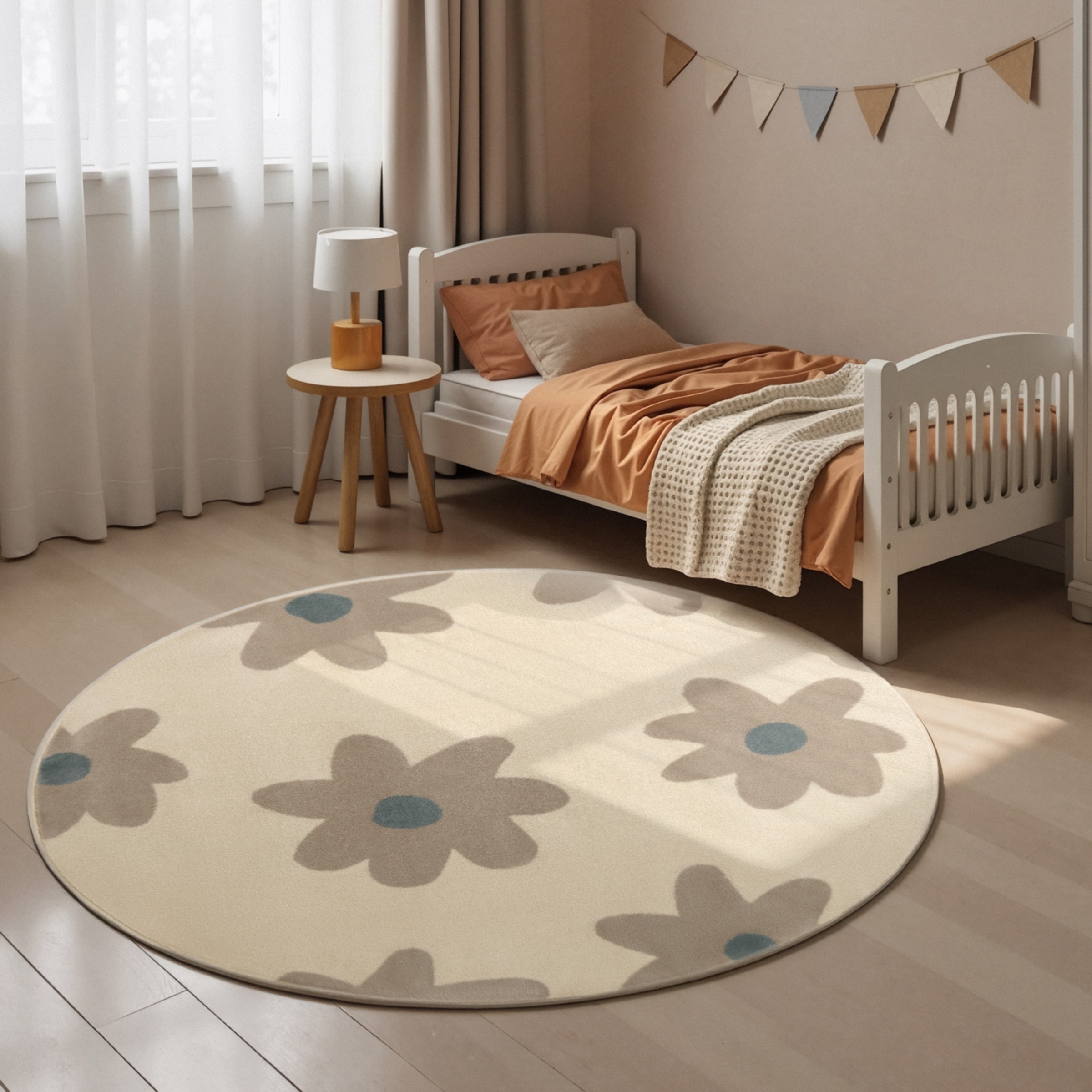 Image of HANSE Home Kinderteppich "Bloomy" rund 10 mm Höhe Pflegeleicht, Weich, Kinderzimmer, Spielteppich, Spielunterlage