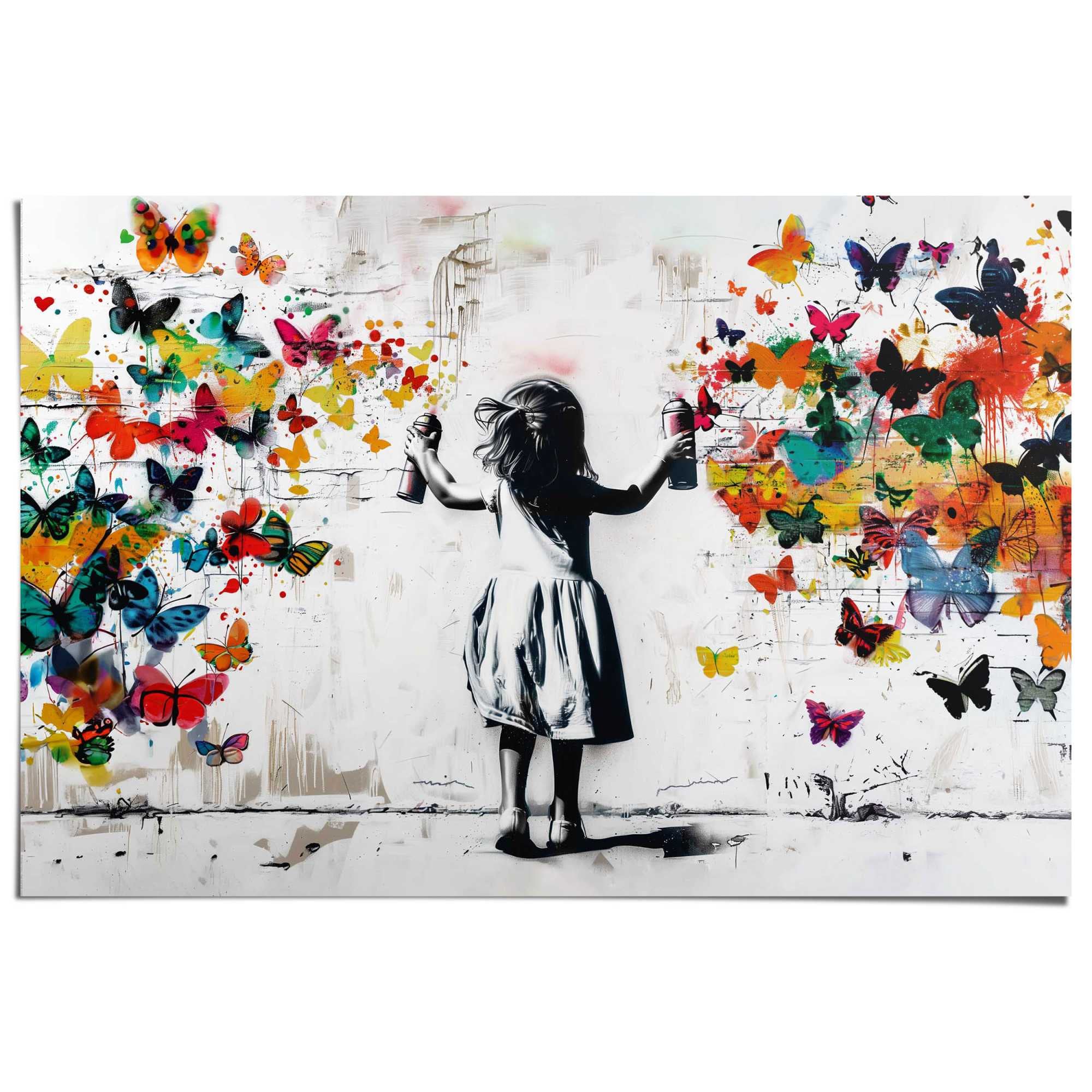 Image of Reinders Poster "Wolke von Schmetterlingen" Kinderzimmer - Mehrfarbig - 150 gr. Papier - Street Art - 91,5x61 cm