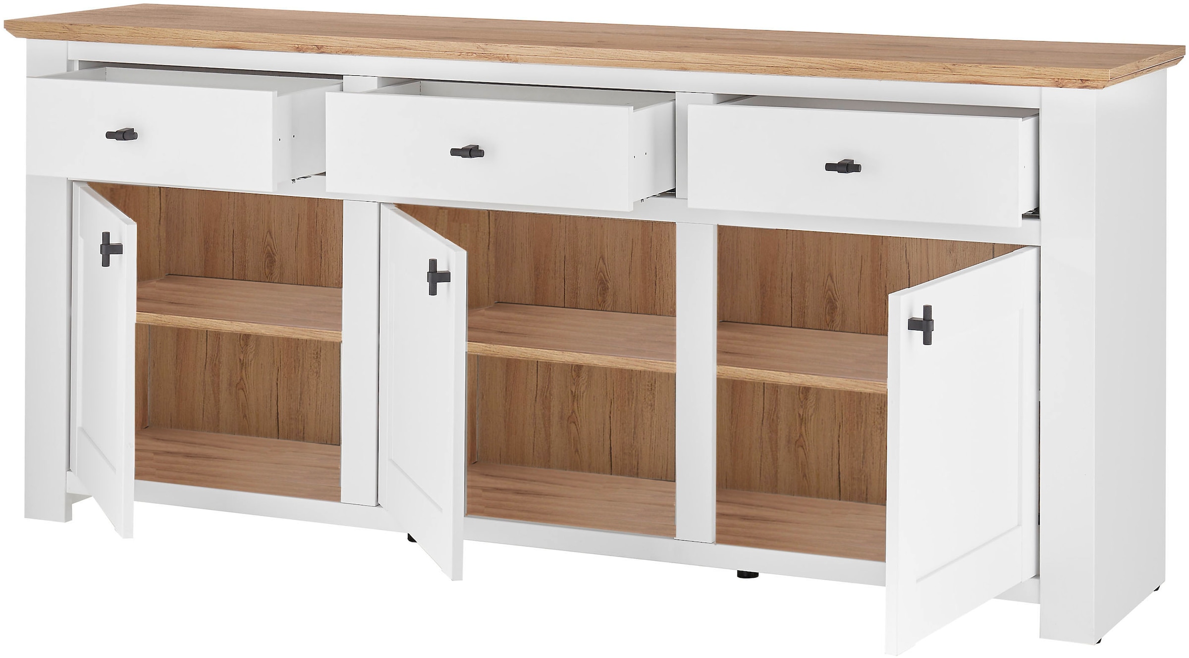 Home affaire Sideboard »Bristol« schwarze Metallgriffe, elegante Kranzoptik, ausreichend Stauraum