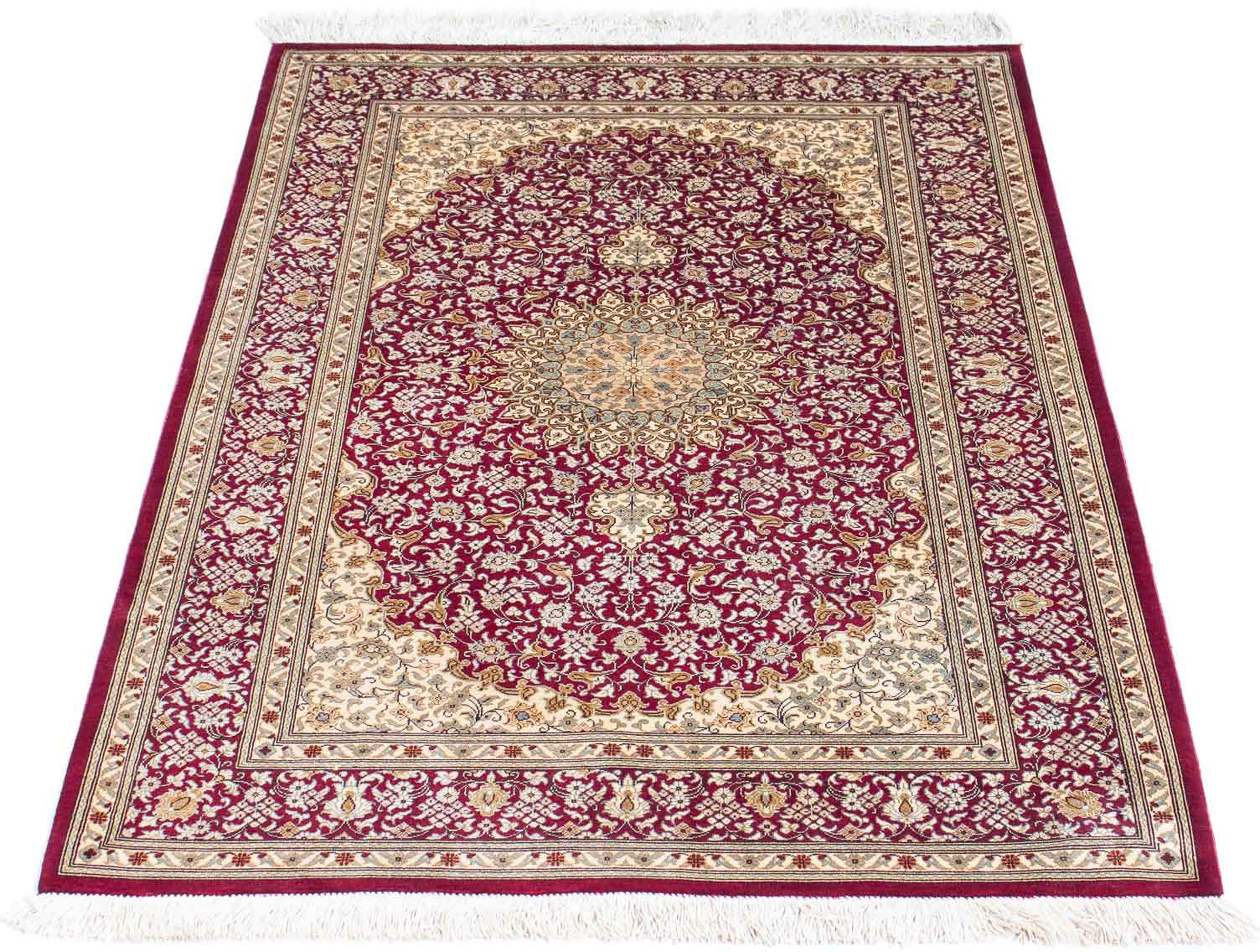 Image of morgenland Orientteppich »Hereke - 122 x 76 cm - dunkelrot«, rechteckig, 3 mm Höhe, Wohnzimmer, Handgeknüpft, Einzelstück mit Zertifikat bei Ackermann Versand Schweiz