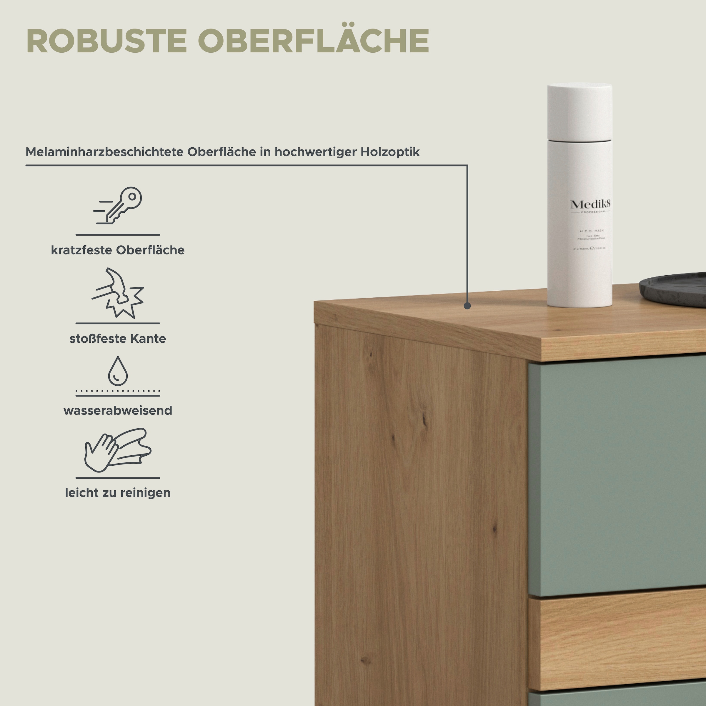 welltime Midischrank »LUCCA, Höhe 79 cm, 2 Türen, 1 Schubkasten, 1 Einlegeboden«