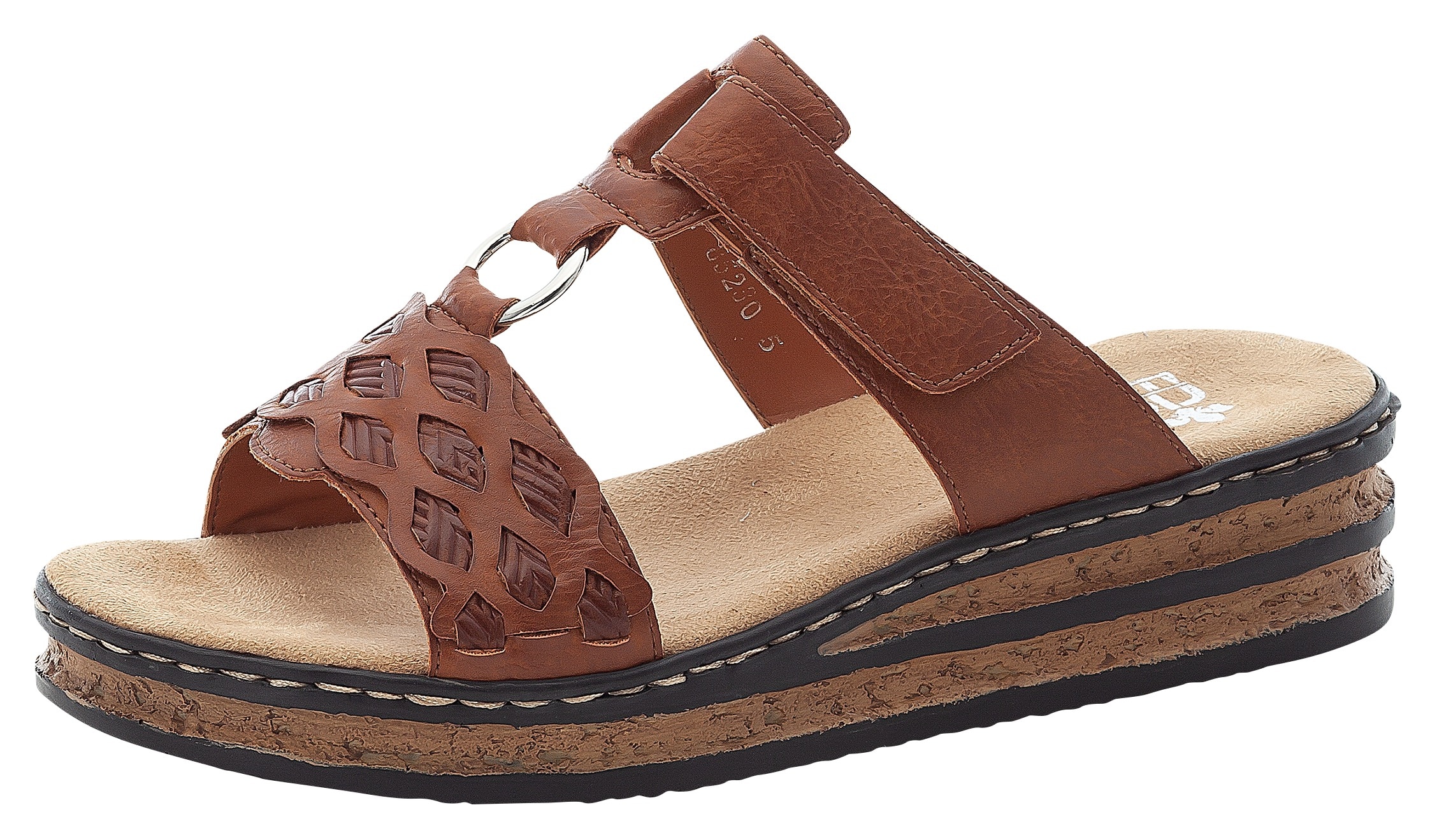 Rieker Pantolette  compensé, chaussure d'été, mule avec brides effet tressé