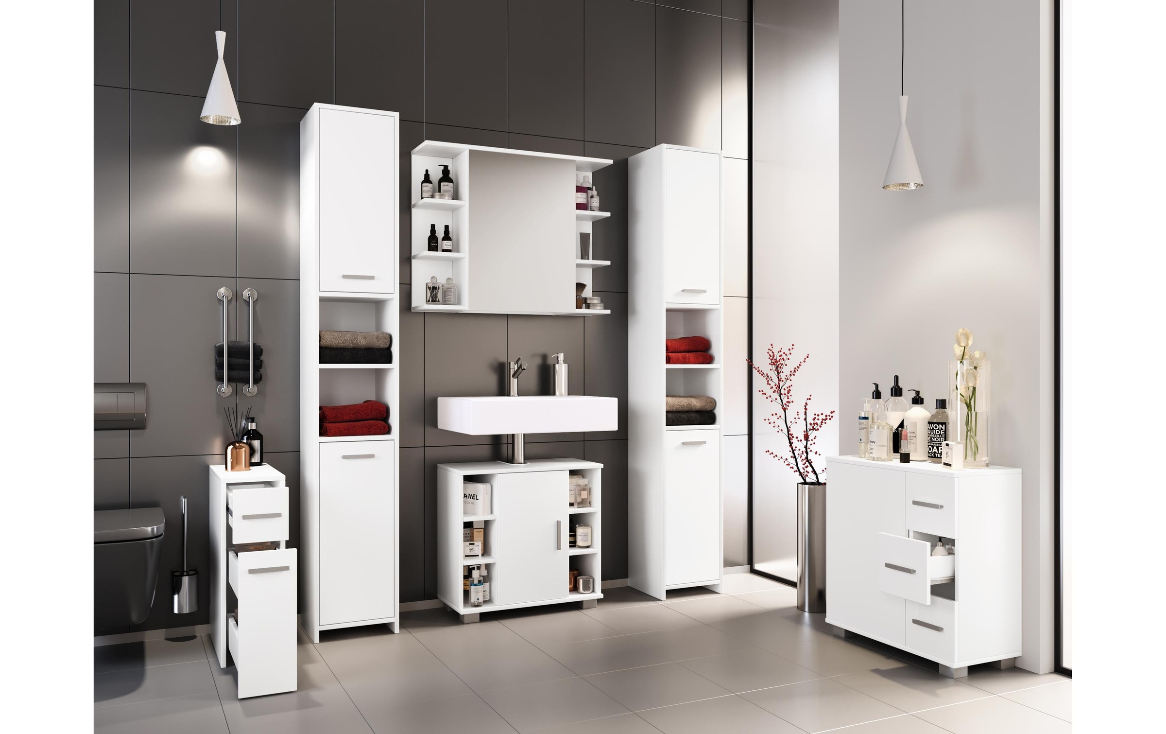 VCM Armoire sous lavabo »Zalo XL 63 x 56 cm«