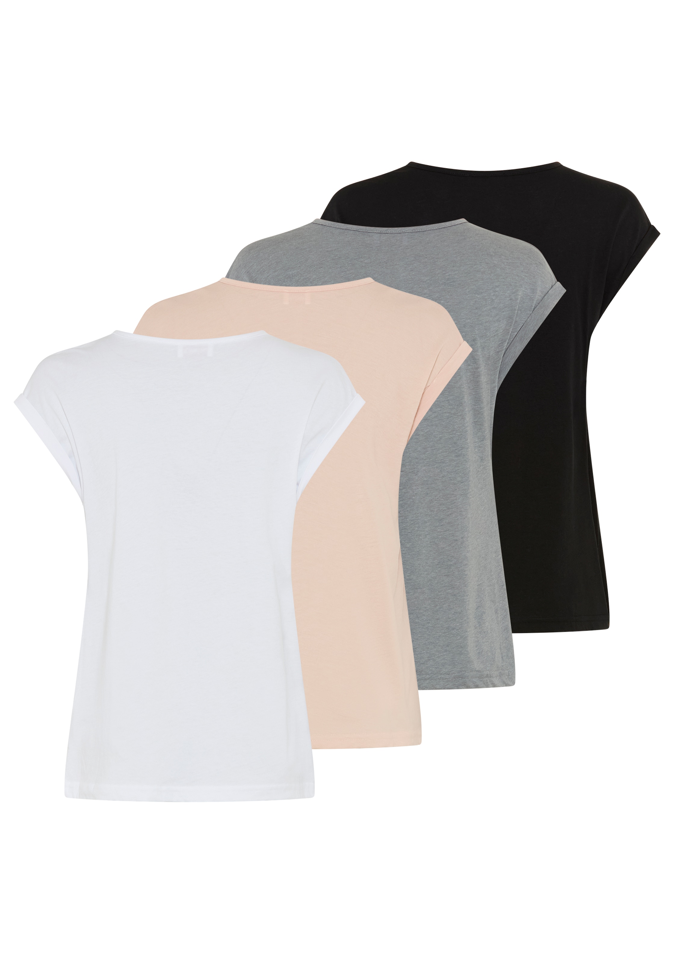 Boysen's T-Shirt 4er-Pack,  figurumspielende Passform, Rundhalsausschnitt