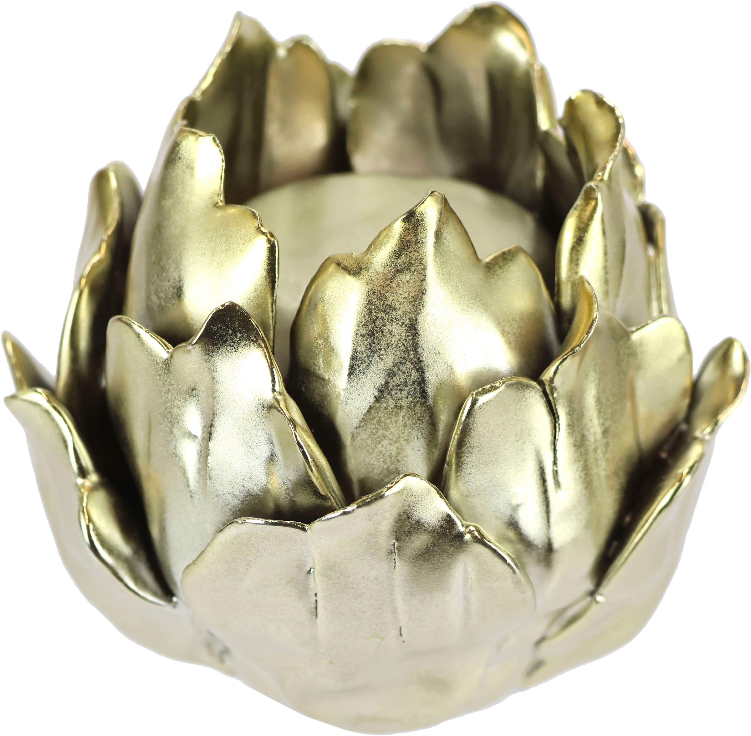 Image of I.GE.A. Kerzenhalter "Artischocke, Teelichthalter aus Keramik, Höhe ca. 9 cm" passend für eine Stumpenkerze oder Teelichtkerze mit Ø 4 cm
