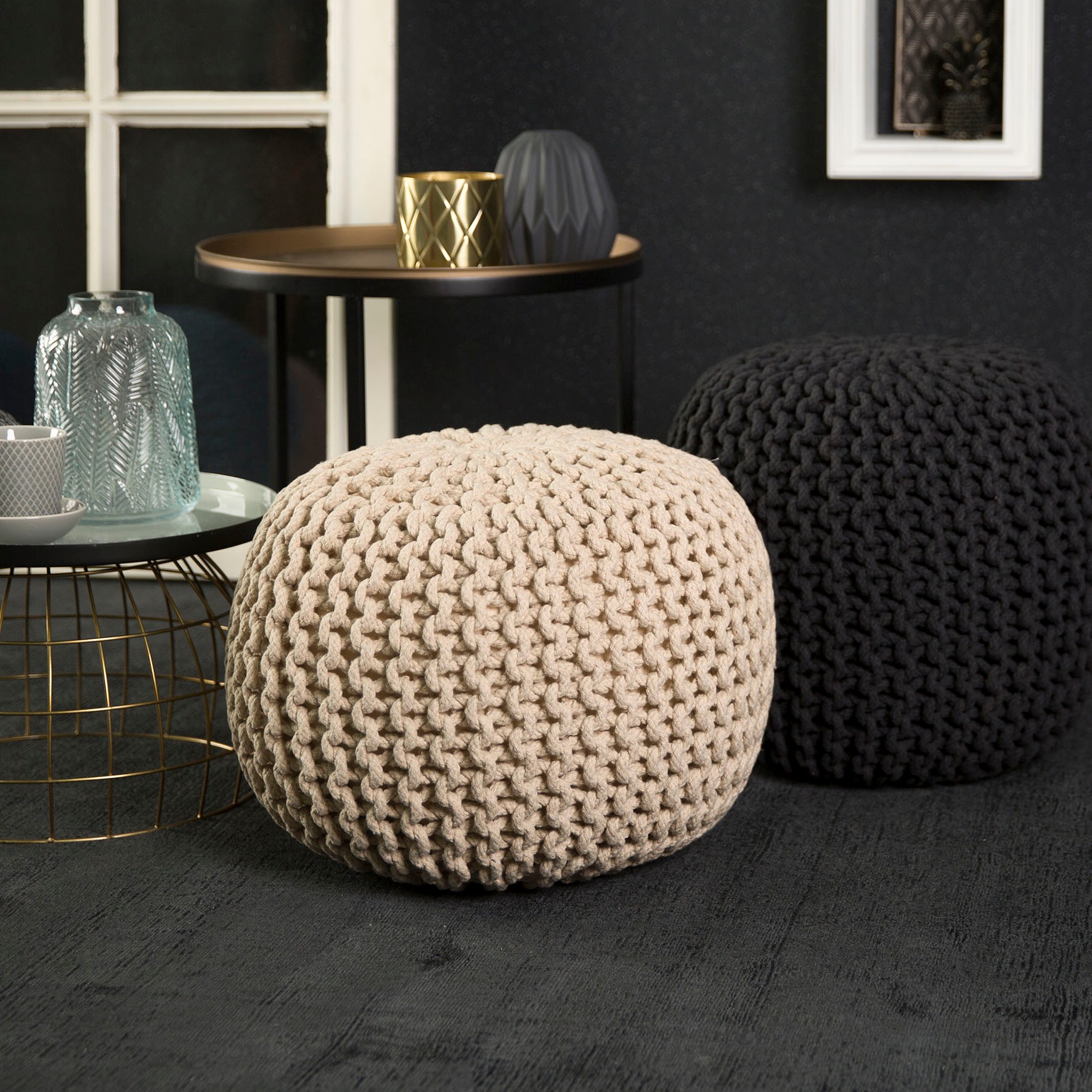 Image of Obsession Sitzkissen »My Cool Pouf«, (1 St.), Sitzhocker, rund, Strickoptik, ideal im Wohnzimmer & Schlafzimmer bei Ackermann Versand Schweiz