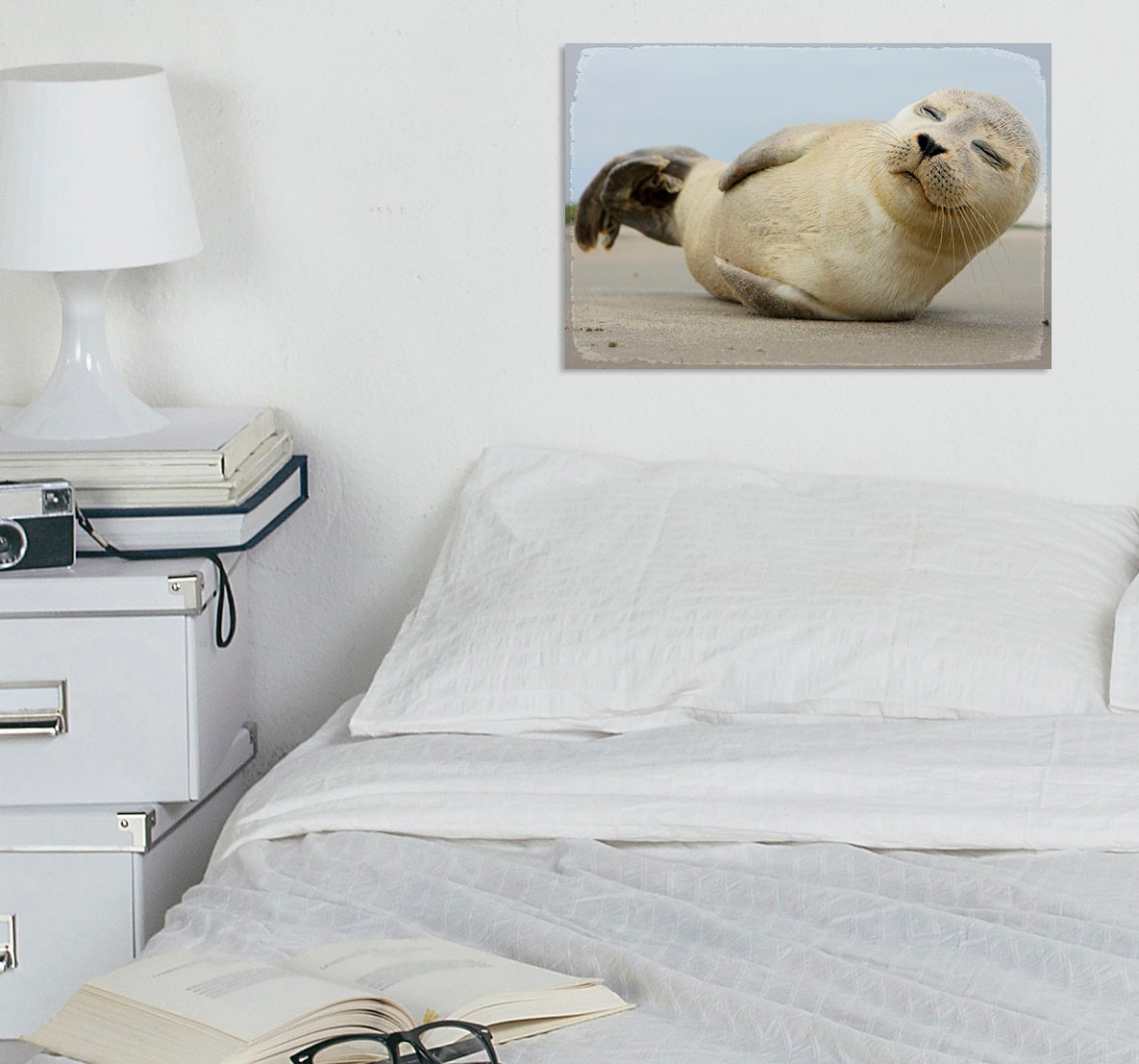 Image of queence Metallbild "Robbe" Strand Tiere 1 Stk. tlg. Stahlschilder