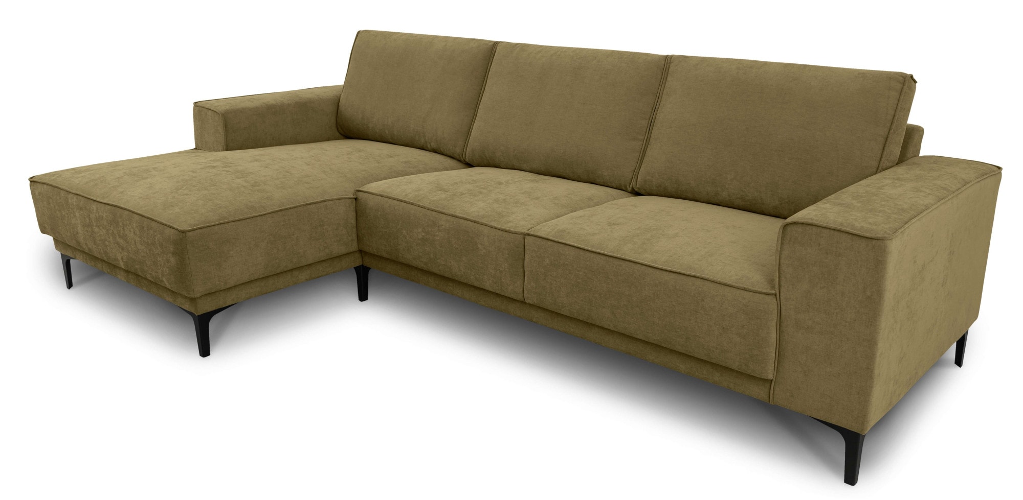 Places of Style Ecksofa »Polsterecke Oland, Struktur, Flachgewebe, Luxus-Microfaser, Boucle«, L-Form, 280 cm, Wellenunterfederung, Skandi-Design, Metallfüsse