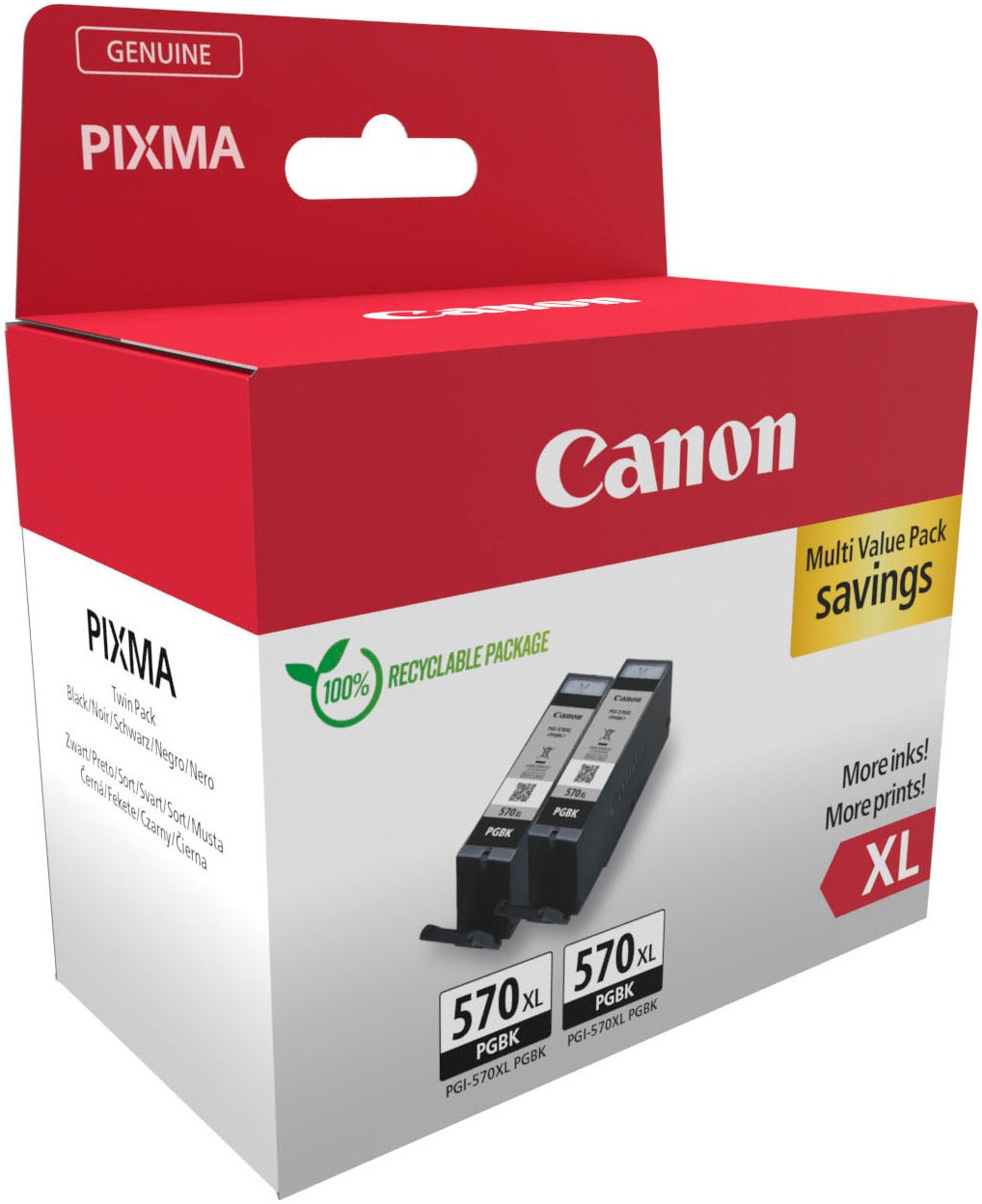 Canon Tintenpatrone »PGI-570BK XL (Doppelpack)«, (Packung, 2 St.)